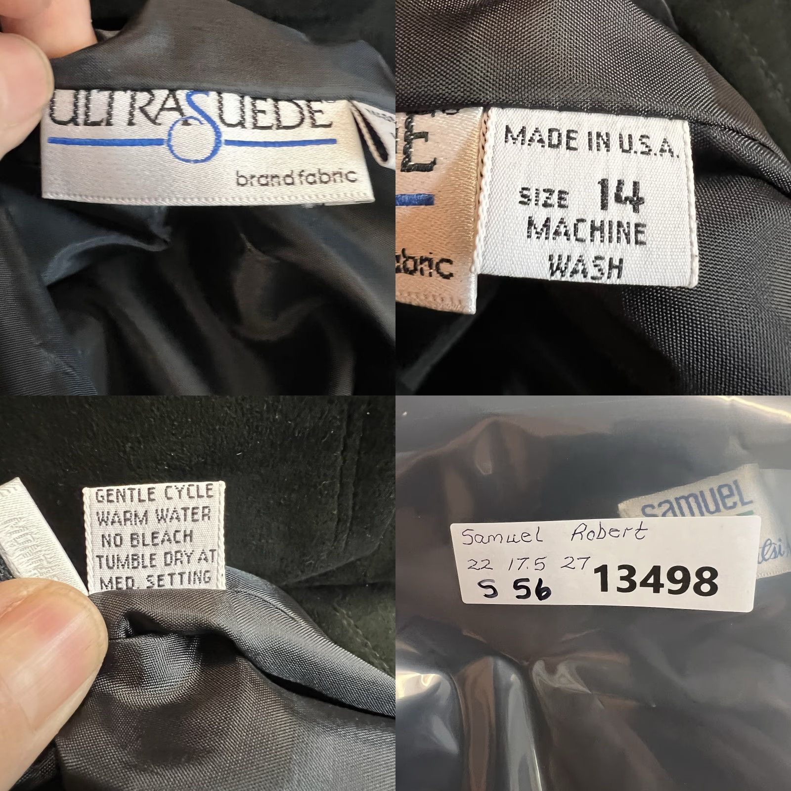 Vintage Samuel Robert Ultra Suede Notch Single Blazer Womens Size 14 Black Washable USA Size XL / US 12-14 / IT 48-50 - 8 Thumbnail