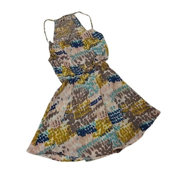 Other Love Stitch Halter Dress Watercolor Blot Ivory Blue Pink Size M / US 6-8 / IT 42-44 - 5 Thumbnail