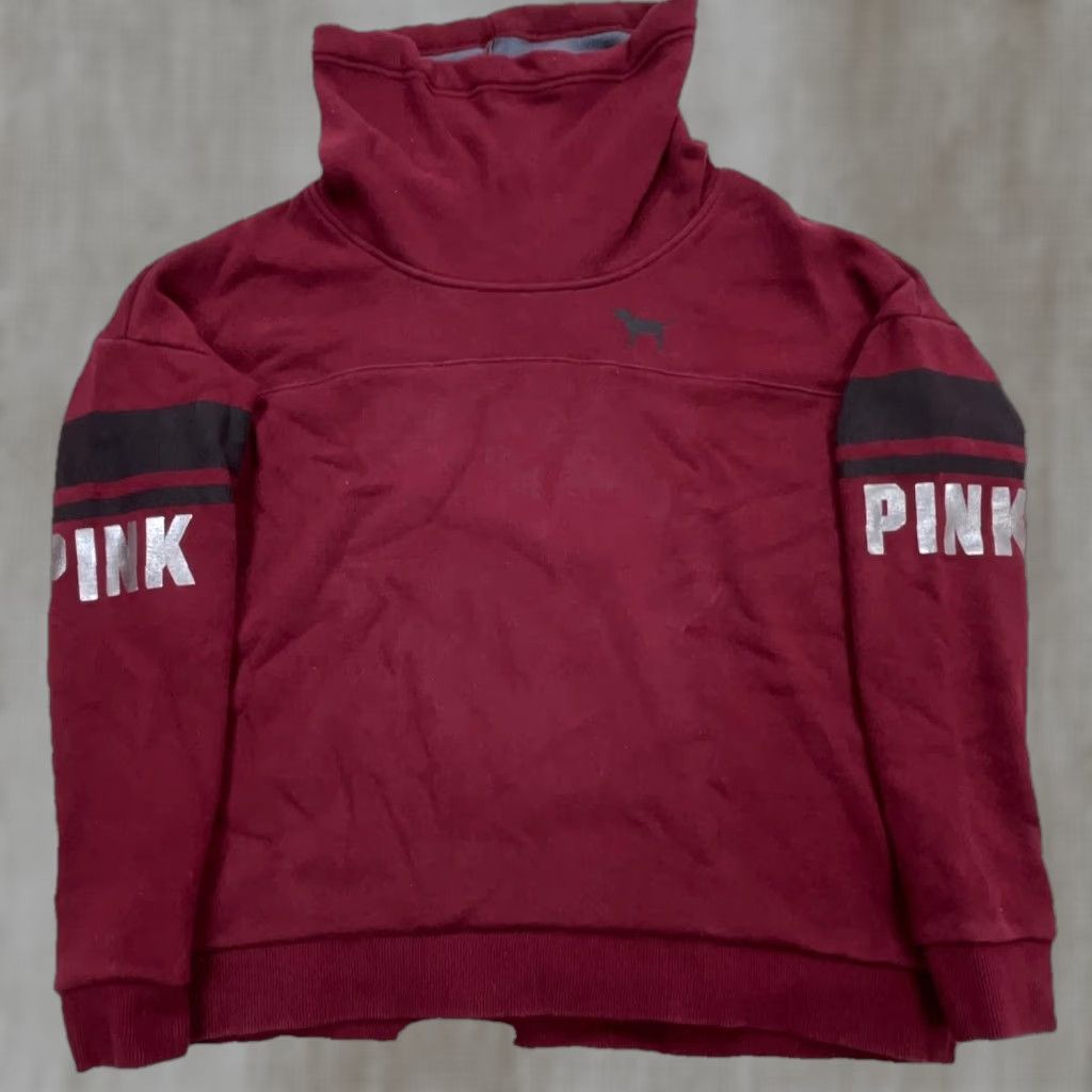 Victoria's Secret Victoria's Secret Pink Sweatshirt Women Medium Red Turtleneck Pullover Micro Fleece Lightweight Size M / US 6-8 / IT 42-44 - 1 Thumbnail