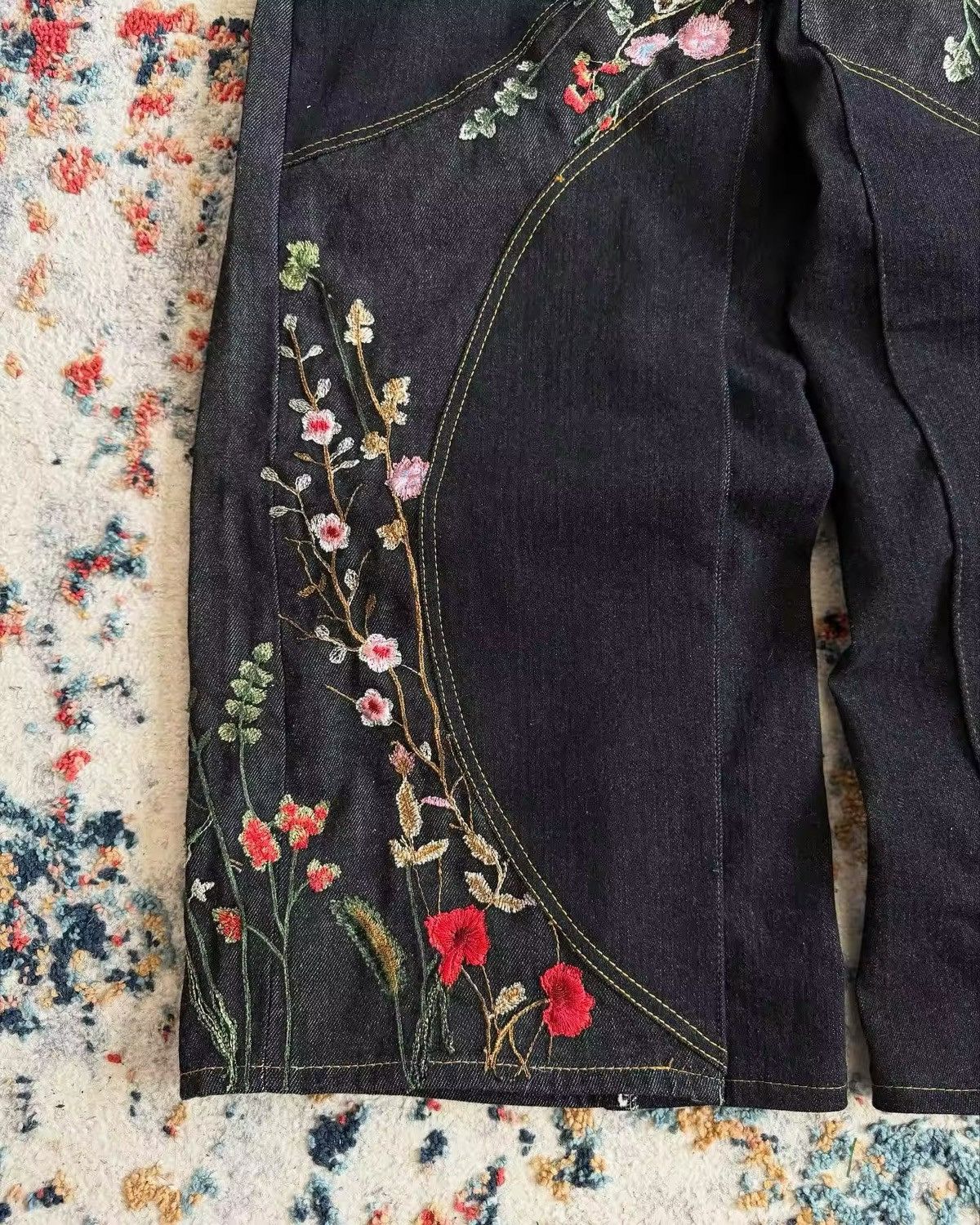 Jean Y2K Embroidery Streamlined Blossom Baggy Jean Size US 30 / EU 46 - 5 Thumbnail