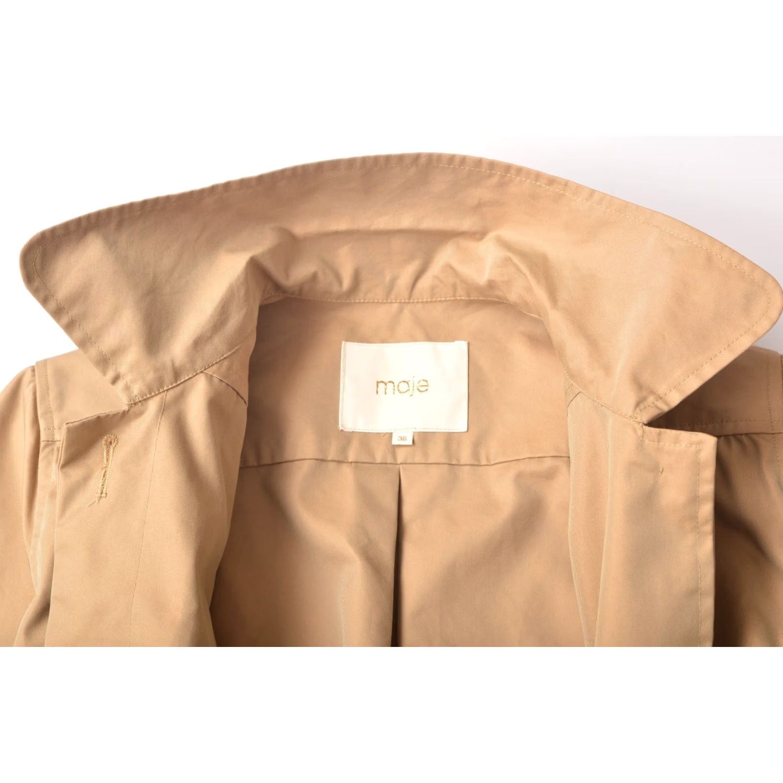 Maje Maje Gamby Cotton Blend Trench Coat Beige In Beige E18GAMBY Size 36 Womens Coat Size XS / US 0-2 / IT 36-38 - 3 Thumbnail