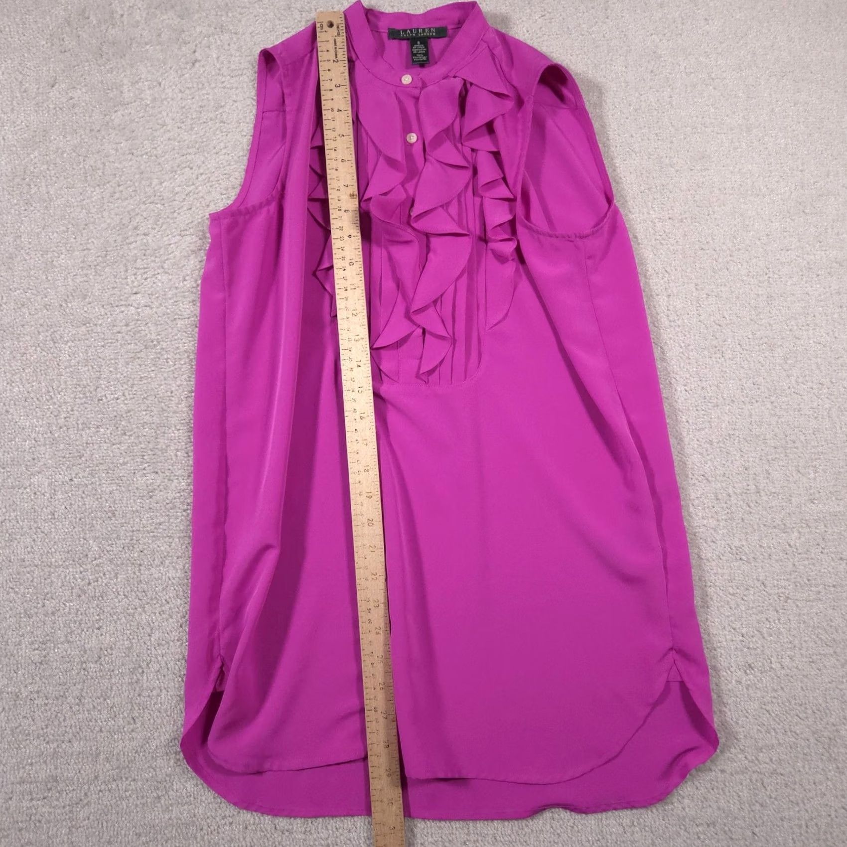 Ralph Lauren Lauren Ralph Lauren Blouse Womens 8 Pink Ruffle Sleeveless Tunic Top Dressy Size M / US 6-8 / IT 42-44 - 6 Thumbnail