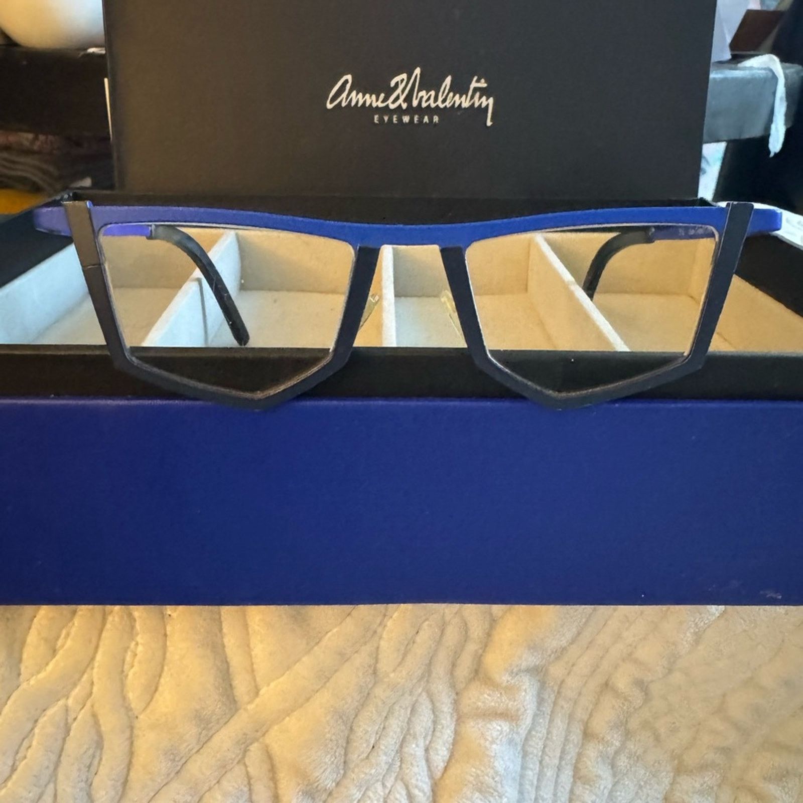 Anne & Valentin Anne et Valentin Blue and Black Geometric Titanium Frames Size ONE SIZE - 7 Thumbnail