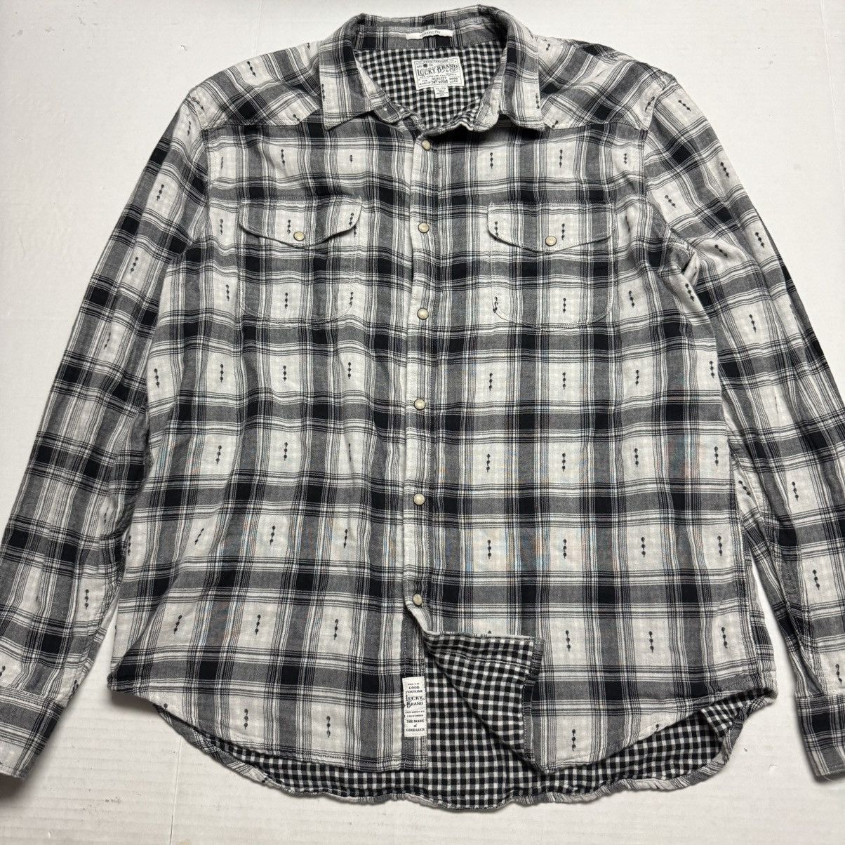 Lucky Brand LUCKY BRAND Dobby Plaid Snap Button Western Shirt Size US XL / EU 56 / 4 - 3 Thumbnail