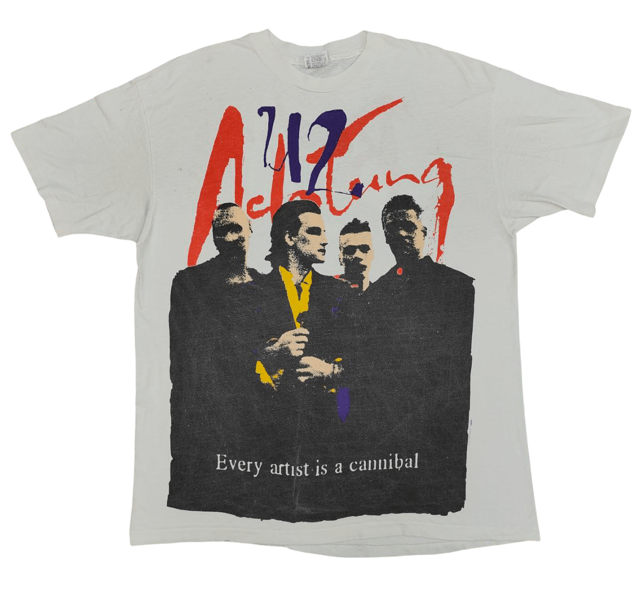 Vintage 1991 Vintage Overprint U2 Band T Size US XL / EU 56 / 4 - 2 Thumbnail