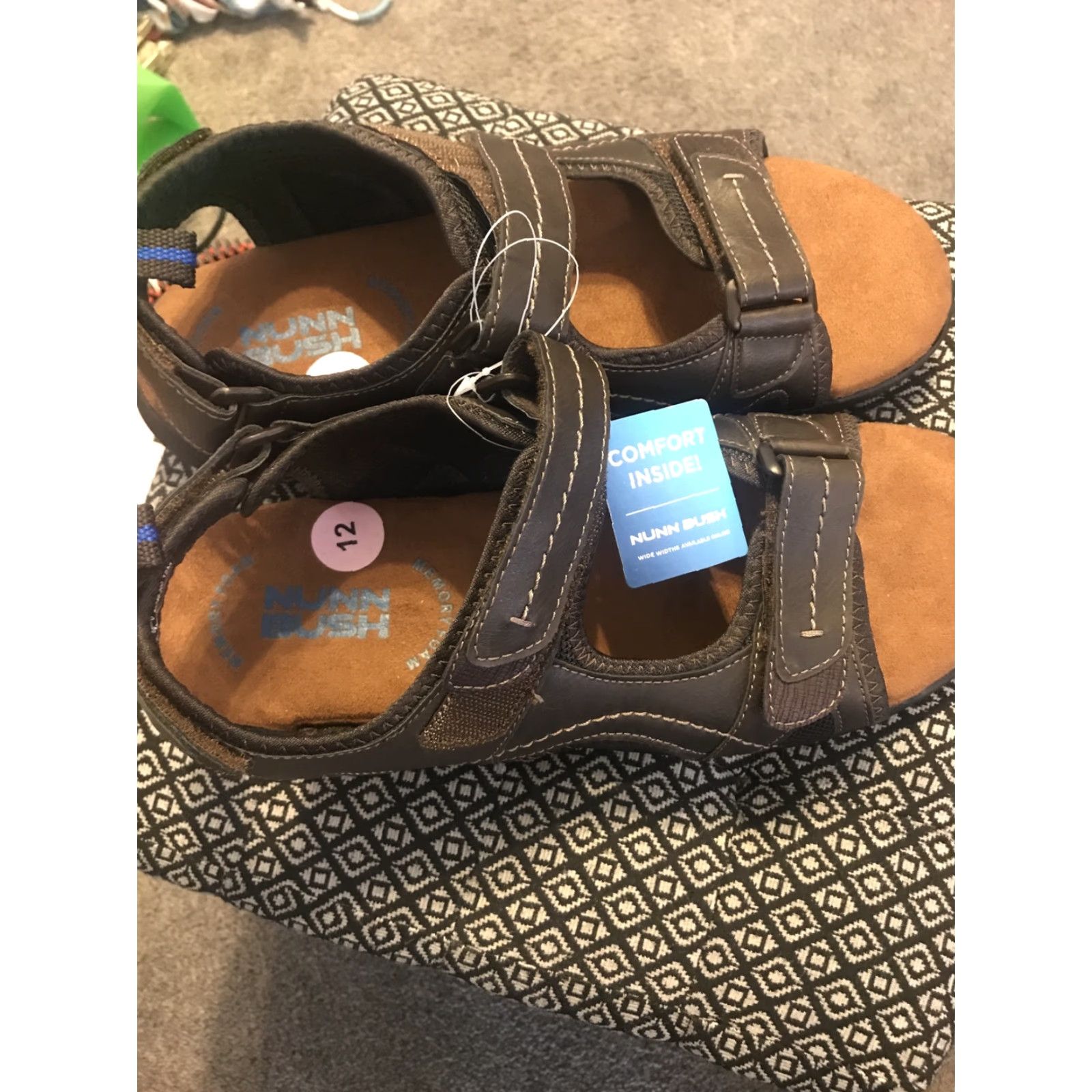 Nunn Bush Nunn Bush Mens Sandals Brown Leather Upper Straps 12M 84746-200 Comfort Strap Leather Outline Shoes Mens Size ONE SIZE - 3 Thumbnail