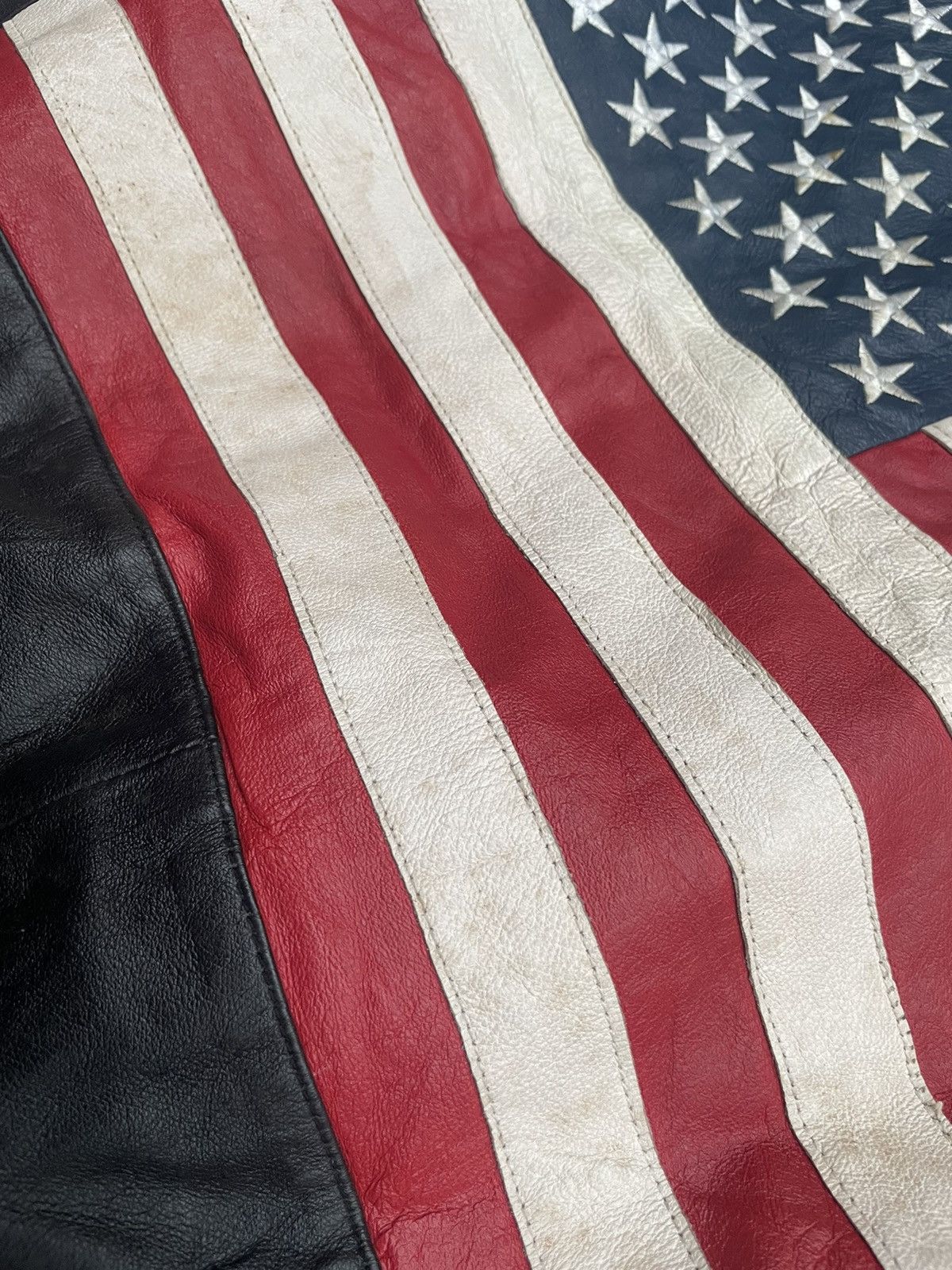 Vintage Usa Flag Leather Jacket Size US XL / EU 56 / 4 - 12 Thumbnail