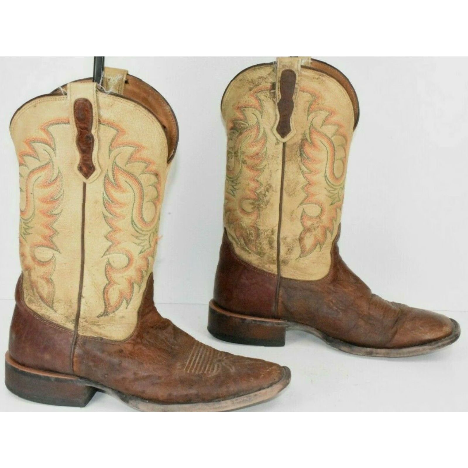 Roper Nocona Mens Sz 7.5 D Brown Tan Ostrich Sq Toe Leather Western Boots Shirt Mens Brown Ostrich Sq Toe Leather Western Boots Size US 8 / EU 41 - 3 Thumbnail