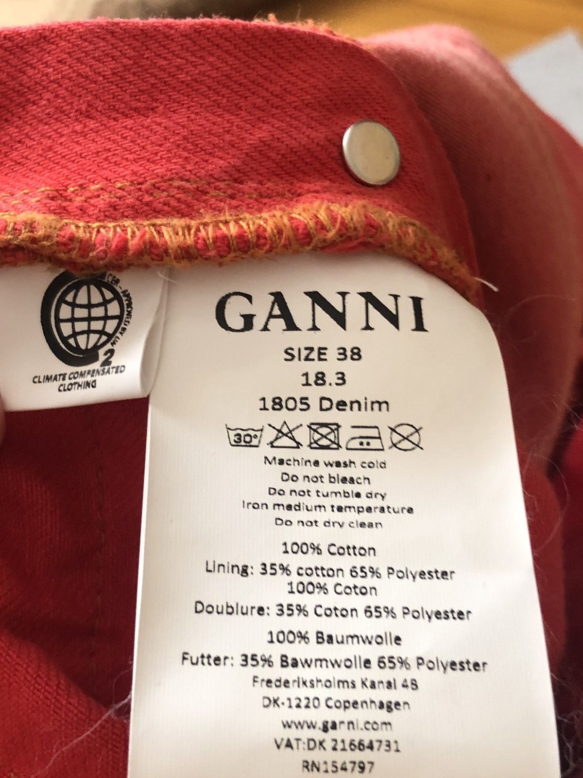 Designer × Ganni NWT GANNI RED DENIM OVERALLS Size 26" / US 2 / IT 38 - 11 Thumbnail