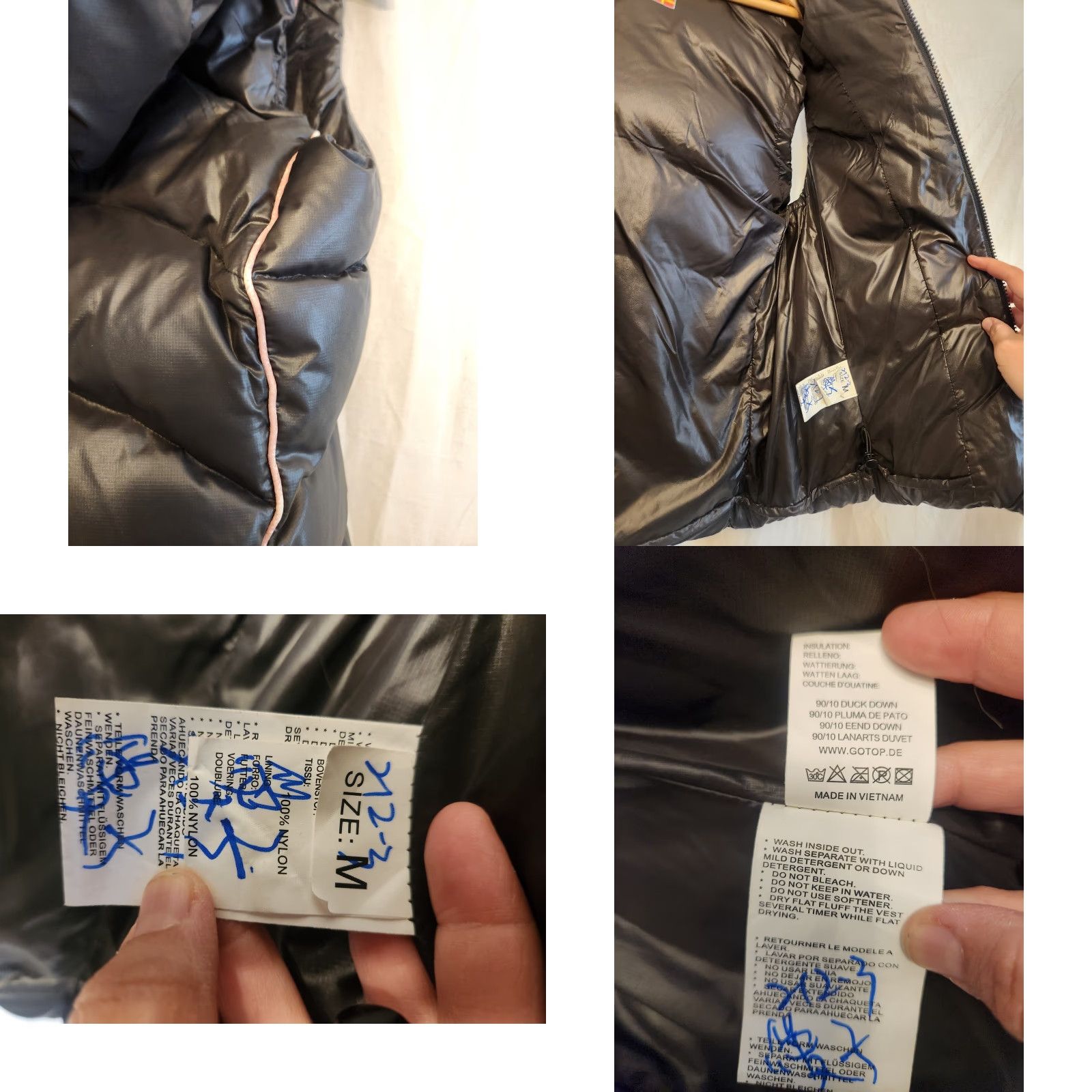 Vintage GOTOP Vest Womens Medium Gray Down Puffer Hooded Quilted Zip Pockets Outdoor Size M / US 6-8 / IT 42-44 - 8 Thumbnail
