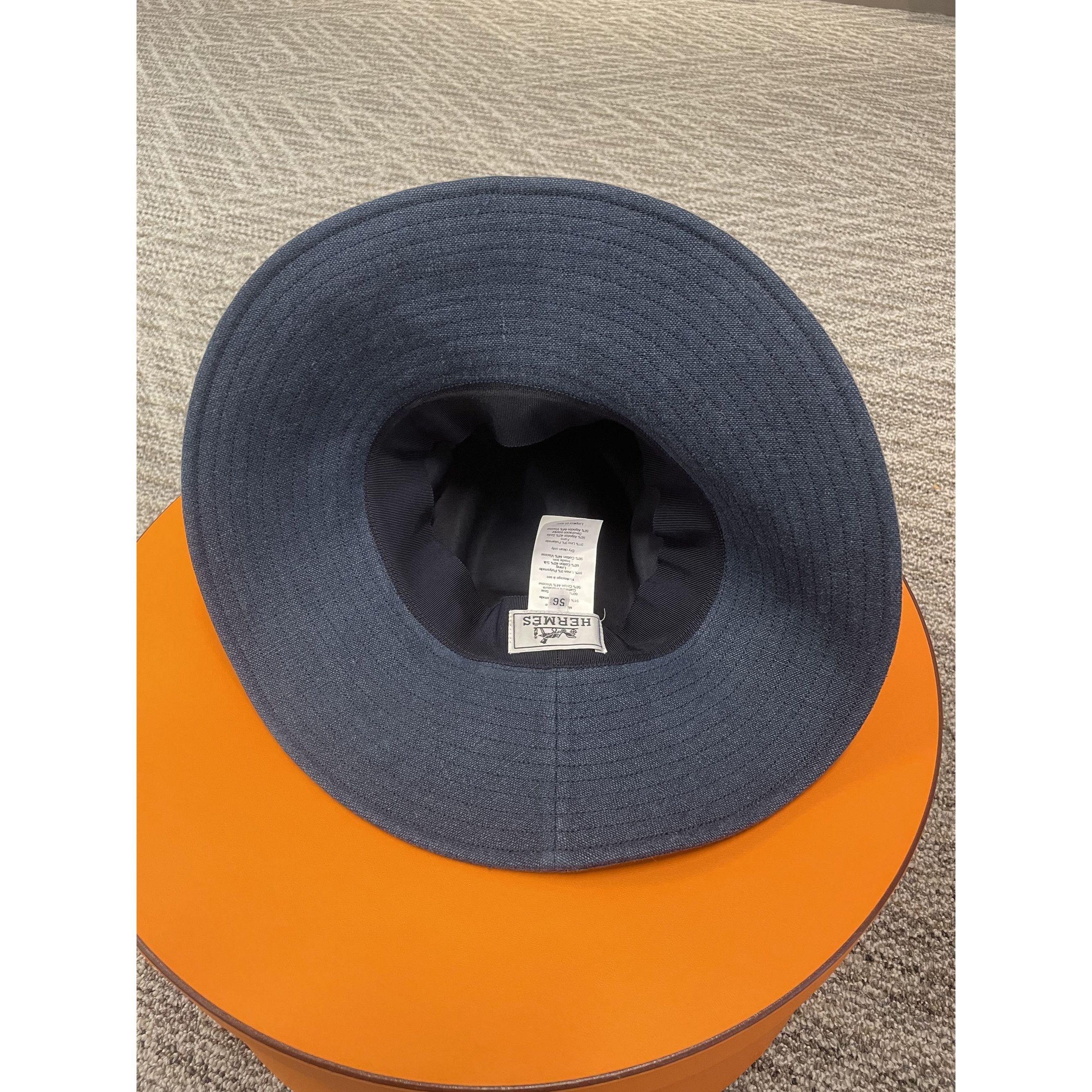 Hermes Hermes Navy Wide-Brim Hat 56 Size Cotton/Viscose Blend Women Size ONE SIZE - 3 Thumbnail