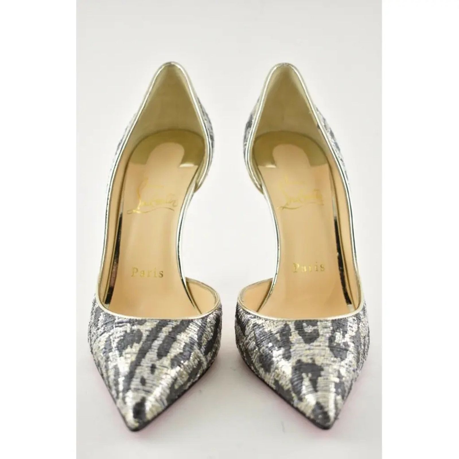Christian Louboutin Christian Louboutin Iriza 100 Silver Black Gold Lurex Gigi Size US 6.5 / IT 36.5 - 6 Thumbnail