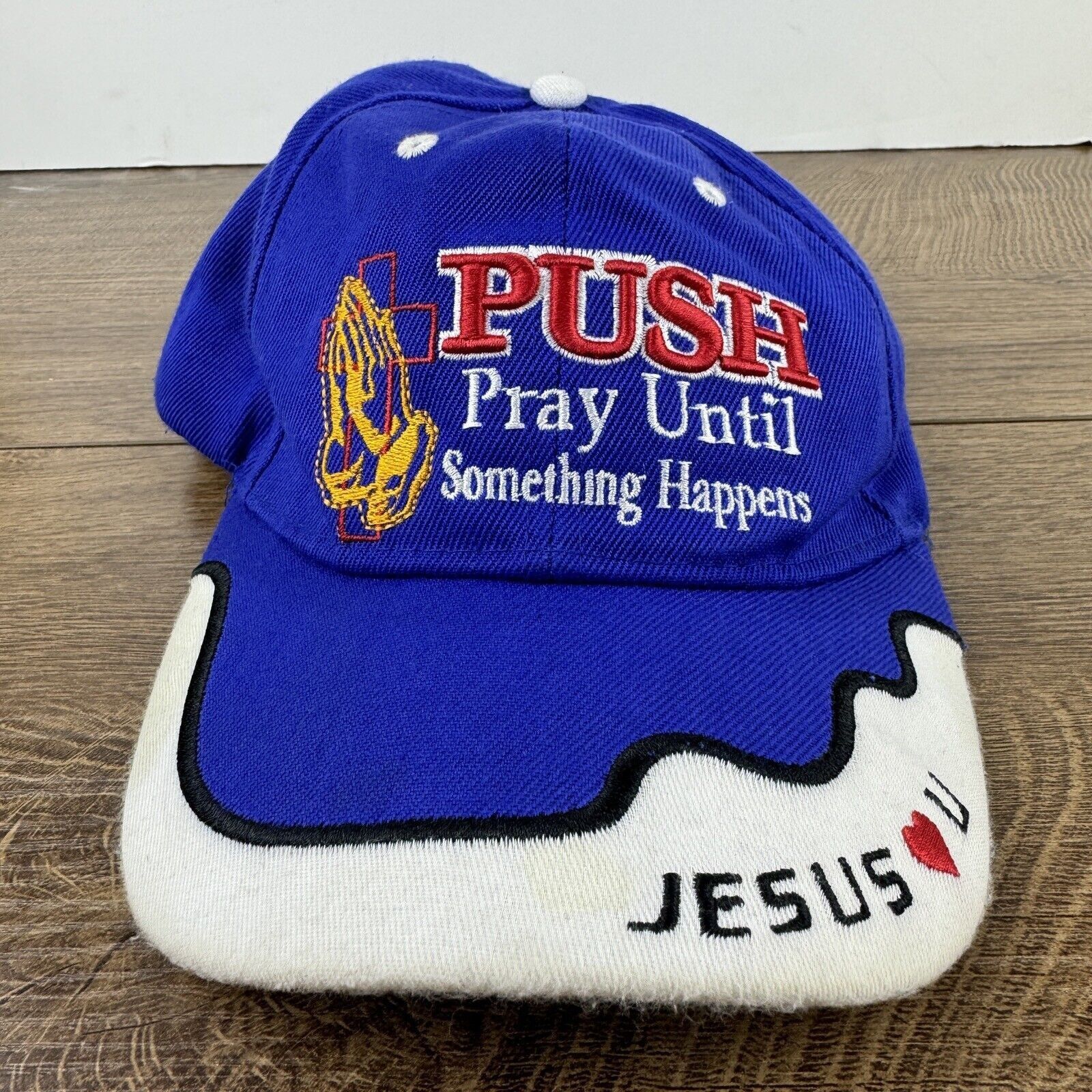 Other PUSH Hat Pray Until Something Happens Blue Hat Adjustable Je Size ONE SIZE - 1 Thumbnail