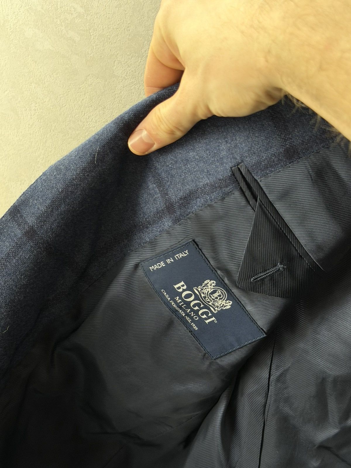 Boggi Boggi Milano Italy Luxury Wool Silk Blue Navy Check Blazer Size 44S - 9 Thumbnail