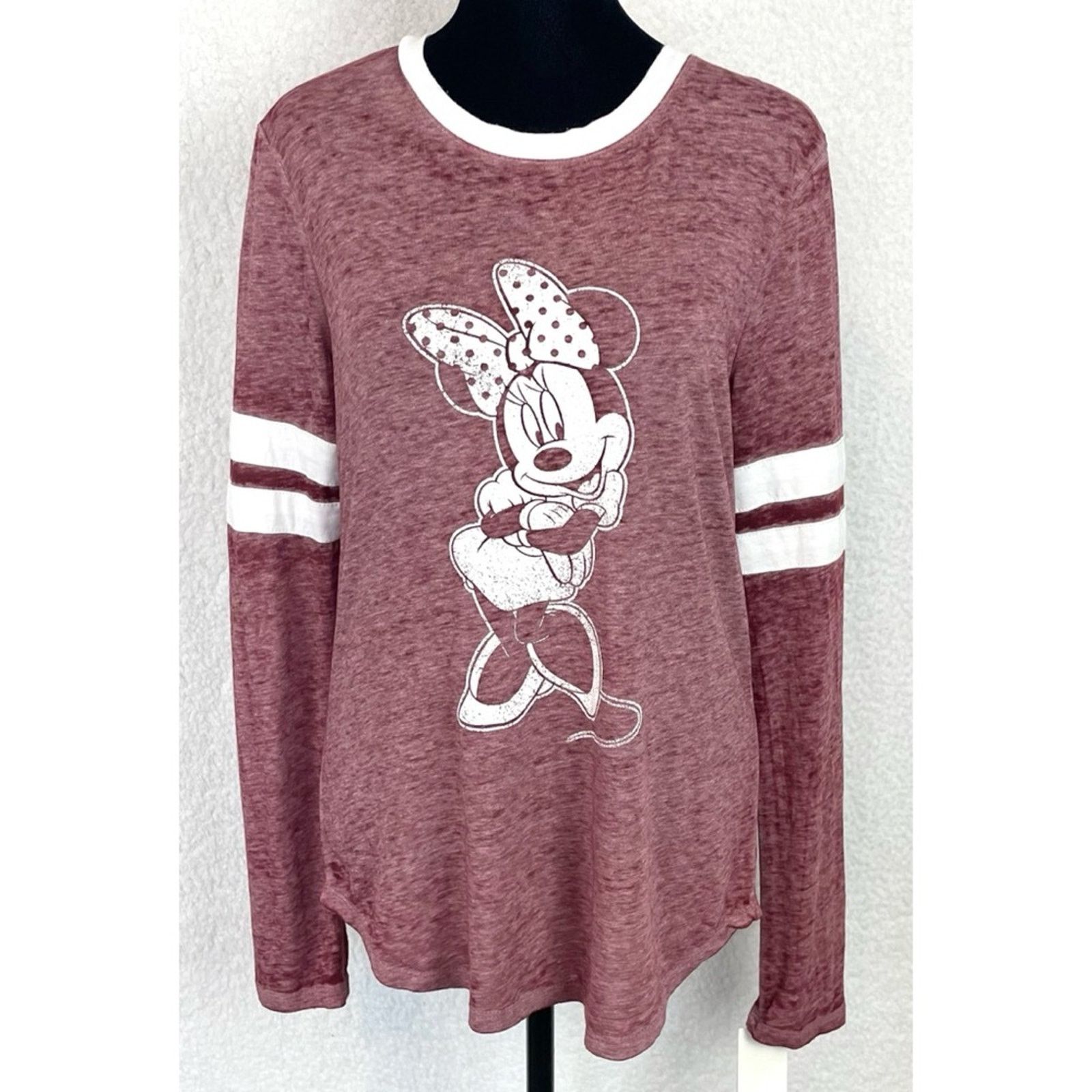 Disney (NWT) DISNEY • Maroon/White Minnie Mouse Long Sleeve Shirt Size M / US 6-8 / IT 42-44 - 1 Thumbnail