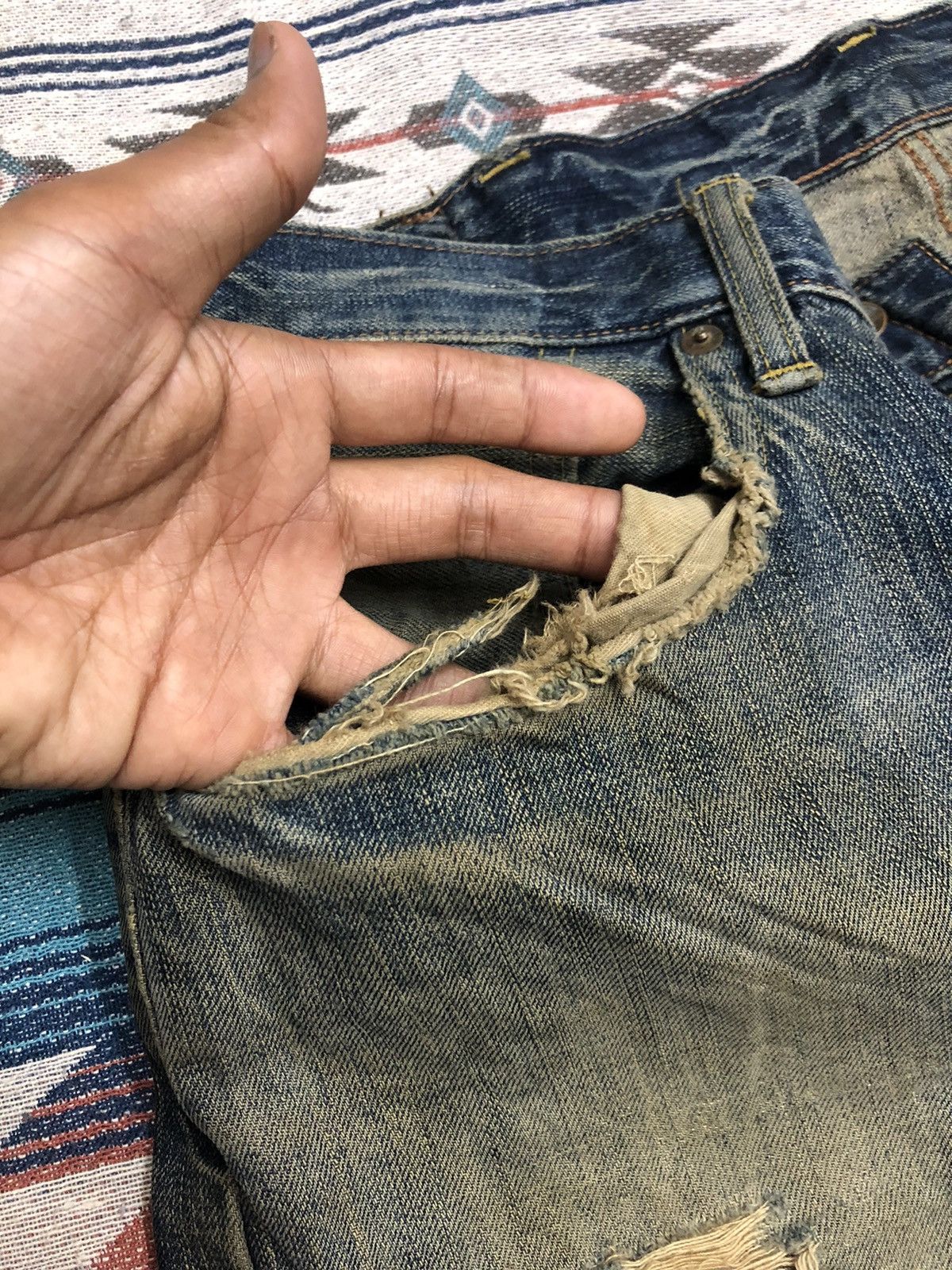 Edwin WIDE LEG RUSTY DAMAGED DISTRESSED SELVEDGE DENIM BY EDWIN Size US 38 / EU 54 - 11 Thumbnail