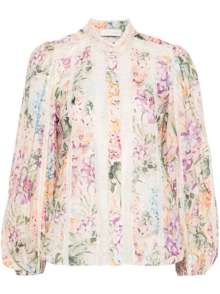 Zimmermann o1s22i1n1024 Halliday Cotton Lace-Trimmed Shirt Size M / US 6-8 / IT 42-44 - 1 Thumbnail
