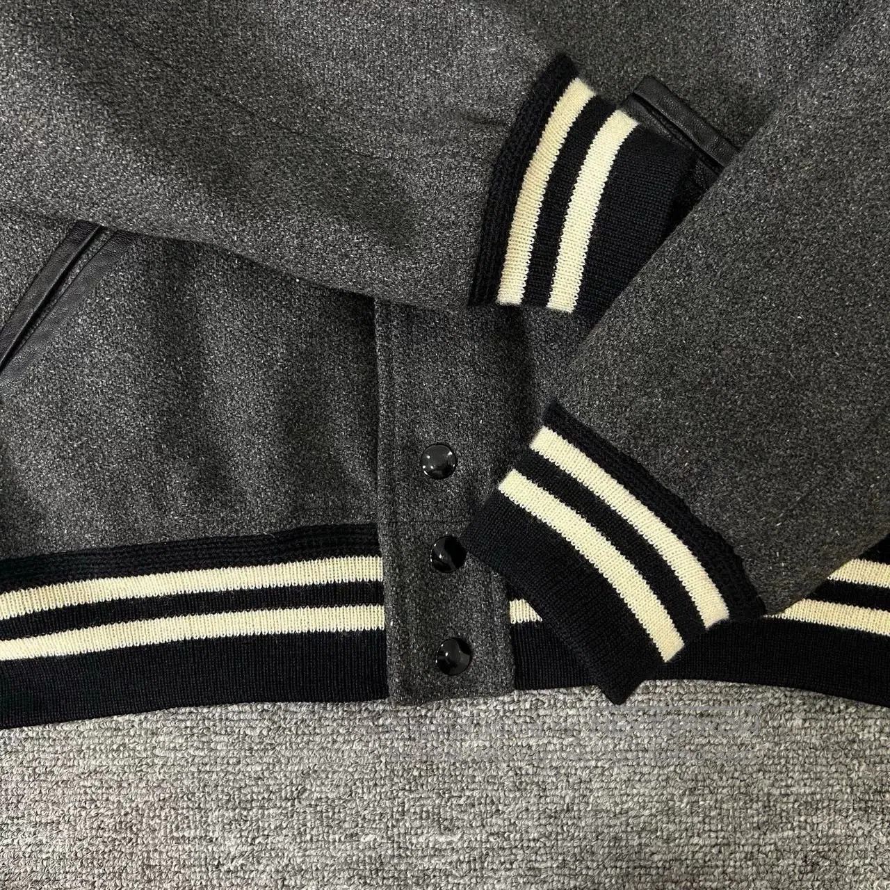 Saint Laurent Paris Saint Laurent Gray Wool Baseball Jacket. Size US M / EU 48-50 / 2 - 3 Thumbnail