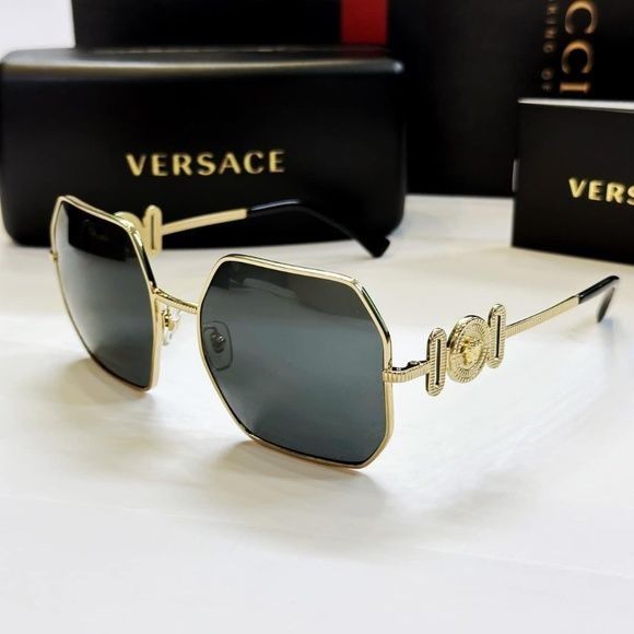 image of NWT Versace Ve2248 - 100287 Black Gold Sunglasses, Men's