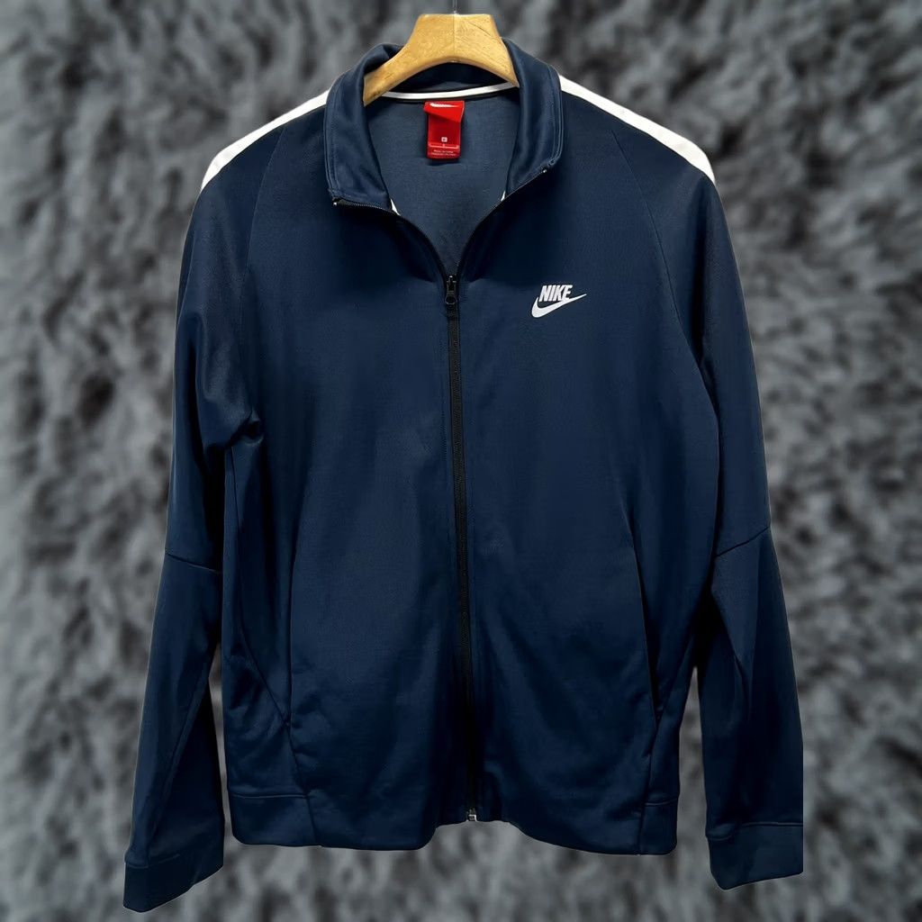 Nike VINTAGE Nike Track Jacket Mens L Navy Logo Full Zip 90s Grunge Y2K Skater Streetwear Boys? Size US L / EU 52-54 / 3 - 1 Thumbnail