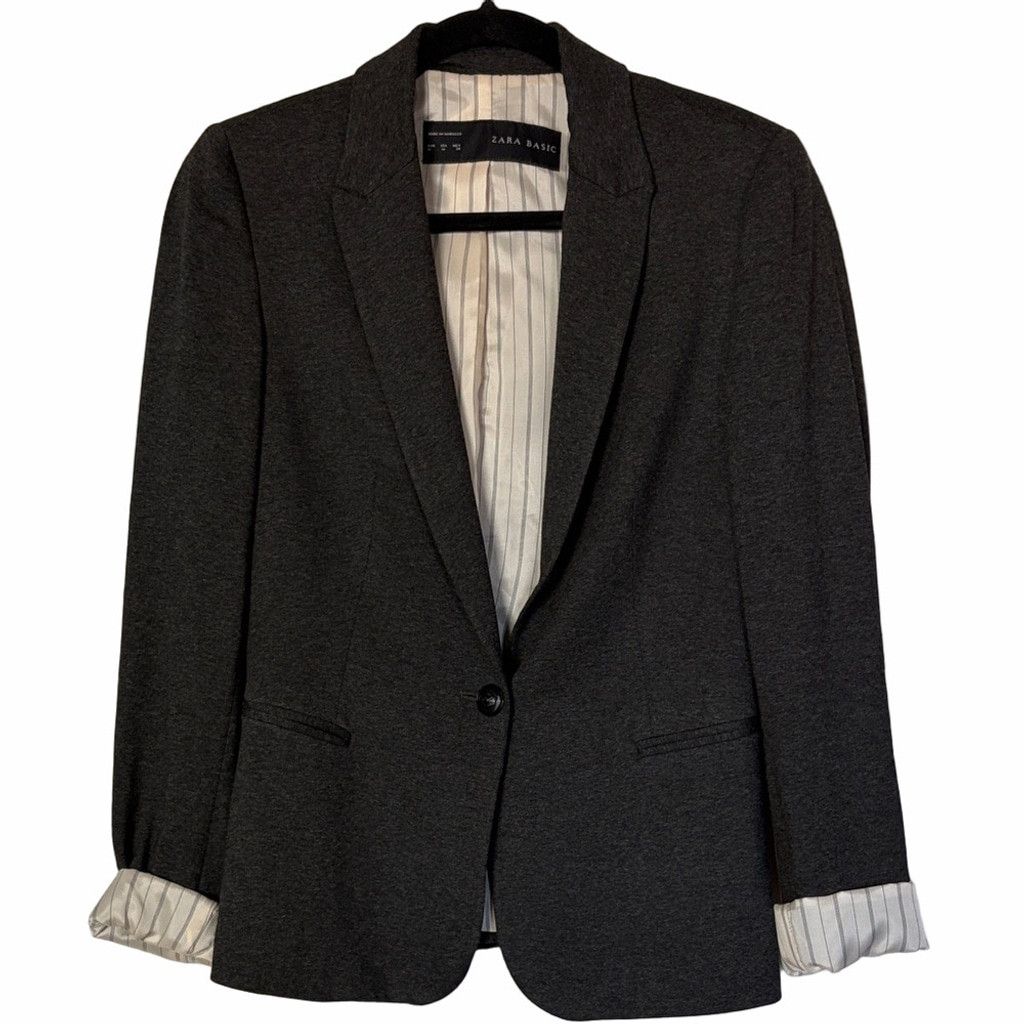 Zara Printed Cuff Blazer EUC Sz M