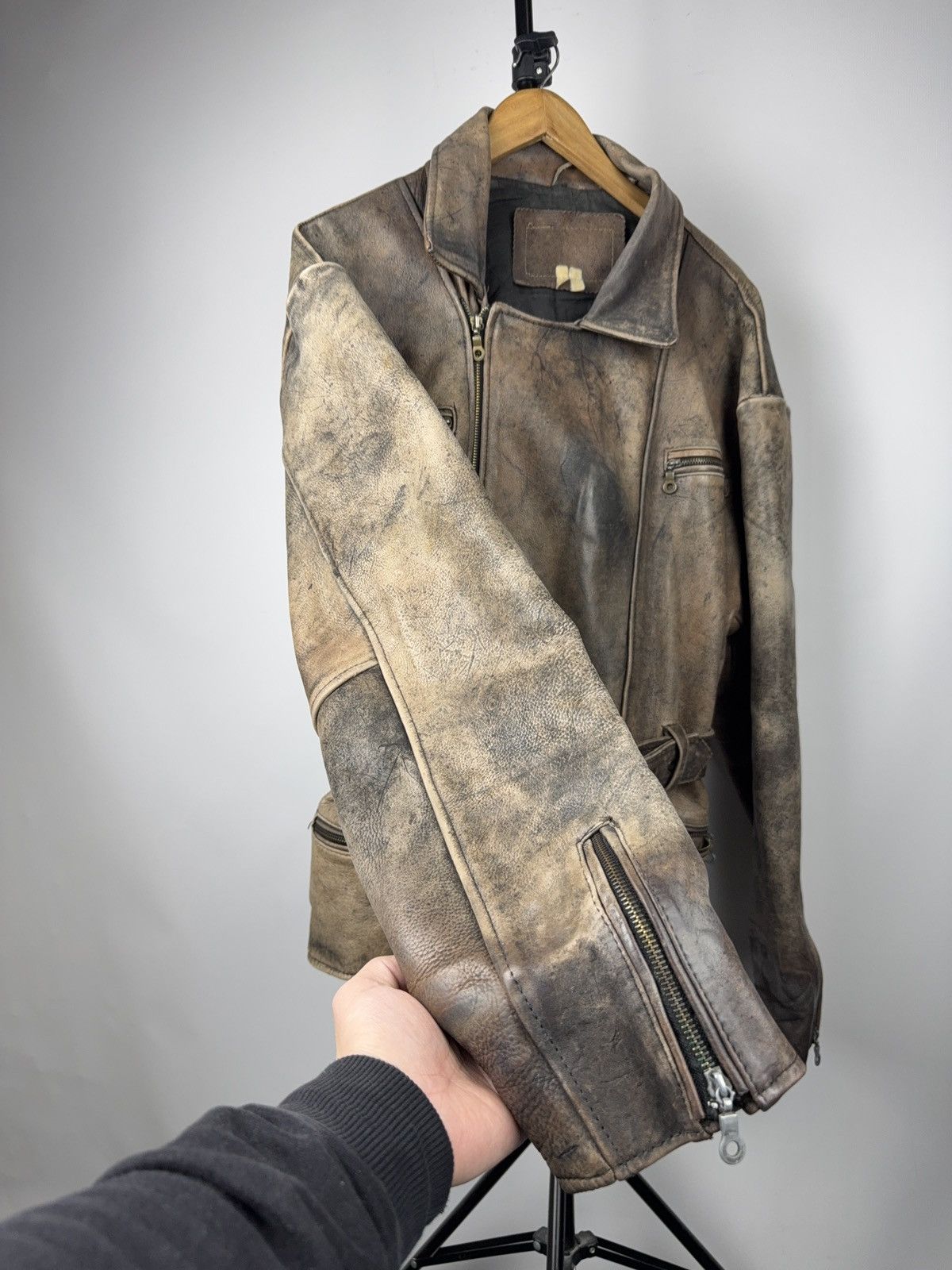 Genuine Leather 90s Retro Heavy Distressed Leather Moto Biker Jacket Vintage Size US XL / EU 56 / 4 - 5 Thumbnail