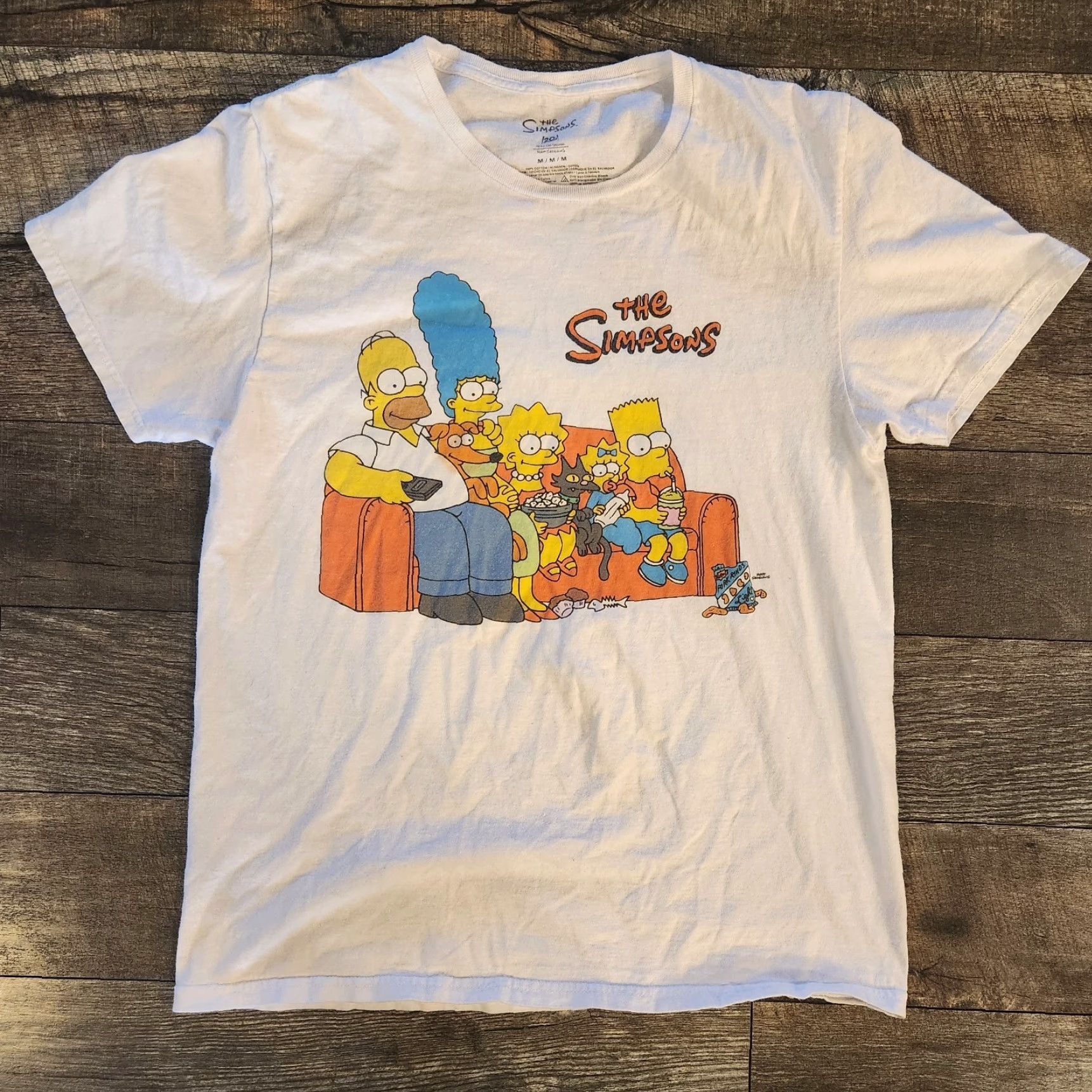 Vintage The Simpsons T Shirt Tee Mens Medium Full Cast Couch Double-Sided Graphic White Shirt Mens M Graphic Tee Size US M / EU 48-50 / 2 - 3 Thumbnail