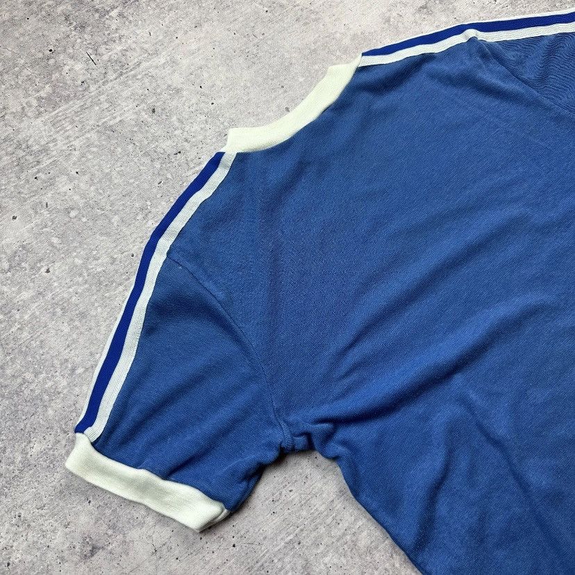 Adidas Vintage 1970s Adidas Trefoil Three‑Stripe Ringer Tee Size US L / EU 52-54 / 3 - 5 Thumbnail