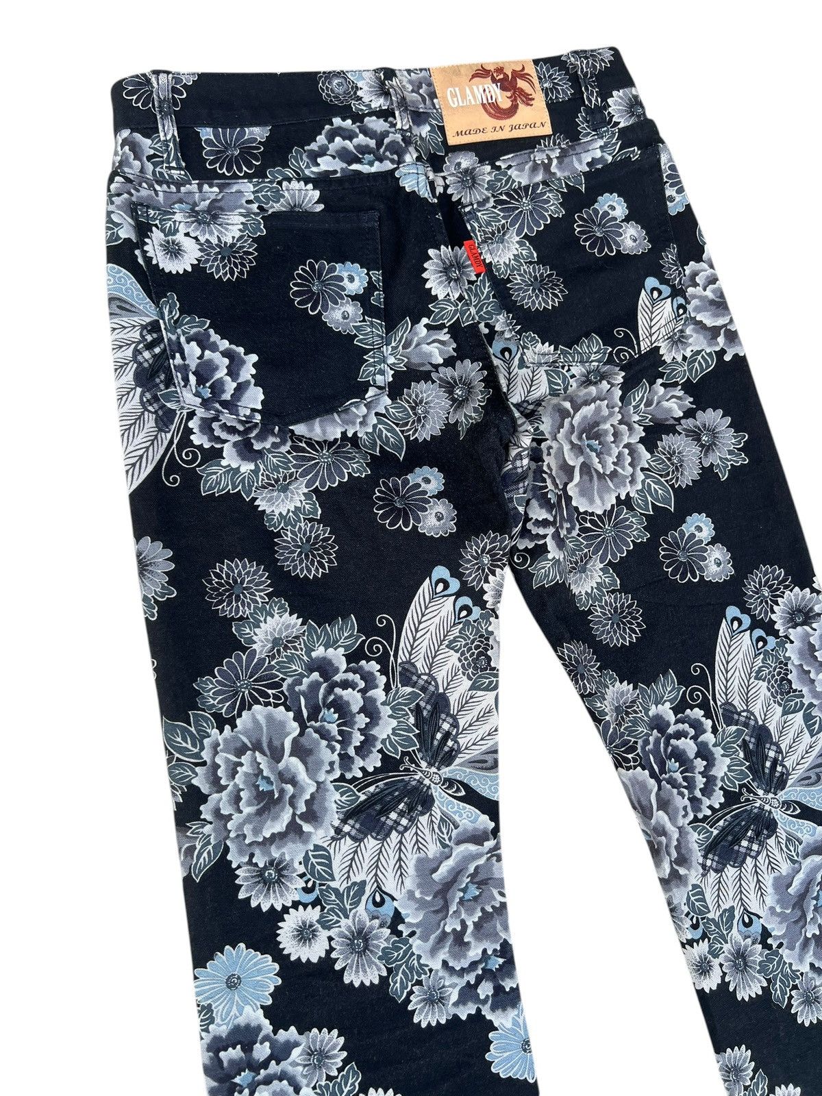 5351 POUR LES HOMMES Vintage GLAMDY Japan All Printed Bootcut Jeans Flare Size US 29 - 13 Thumbnail