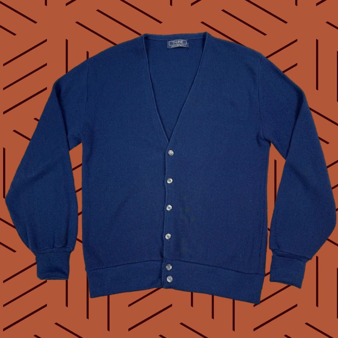 Vintage VINTAGE Thane Orlon Acrylic Cardigan Sweater Mens Essential Long Sleeve V-Neck Blue L 80s Grunge Casual Size US L / EU 52-54 / 3 - 1 Thumbnail