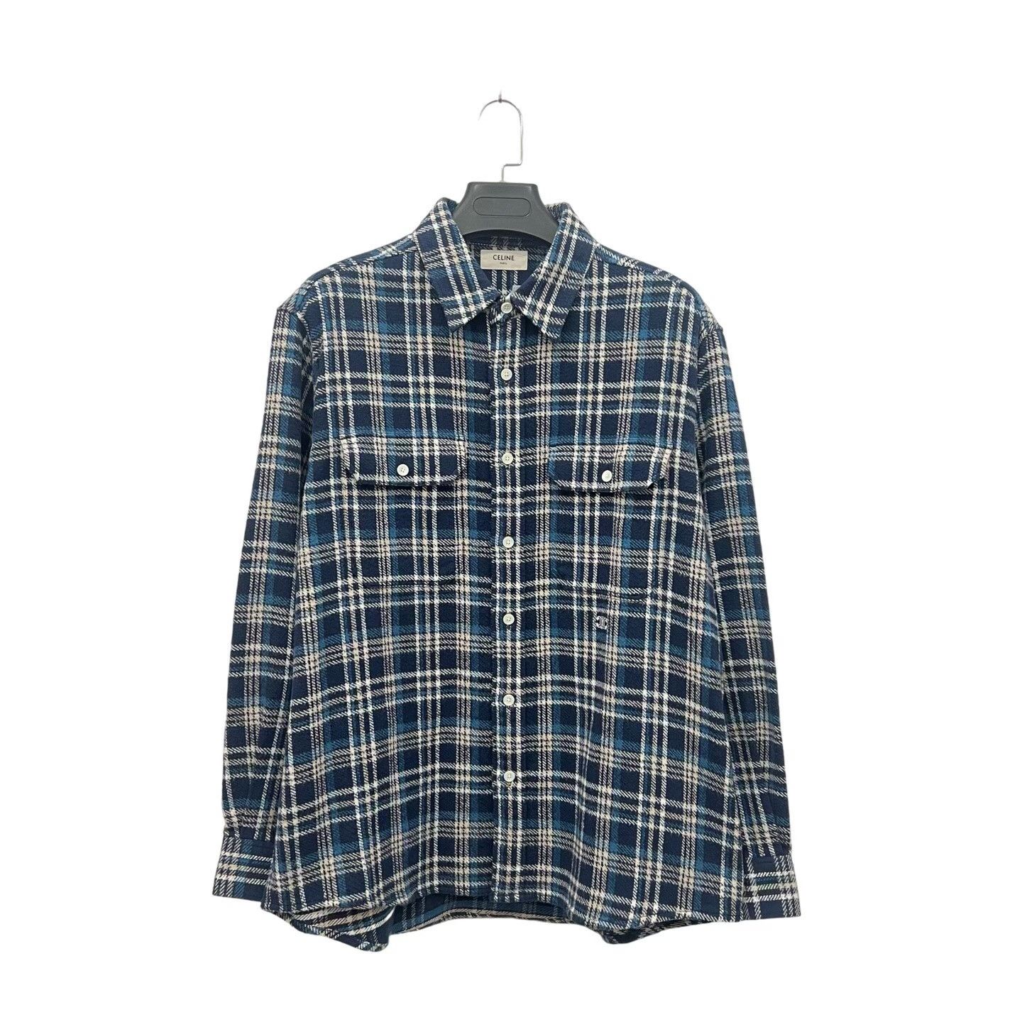 Celine Celine Cotton Plaid Blue Shirt l Men Size US L / EU 52-54 / 3 - 1 Thumbnail