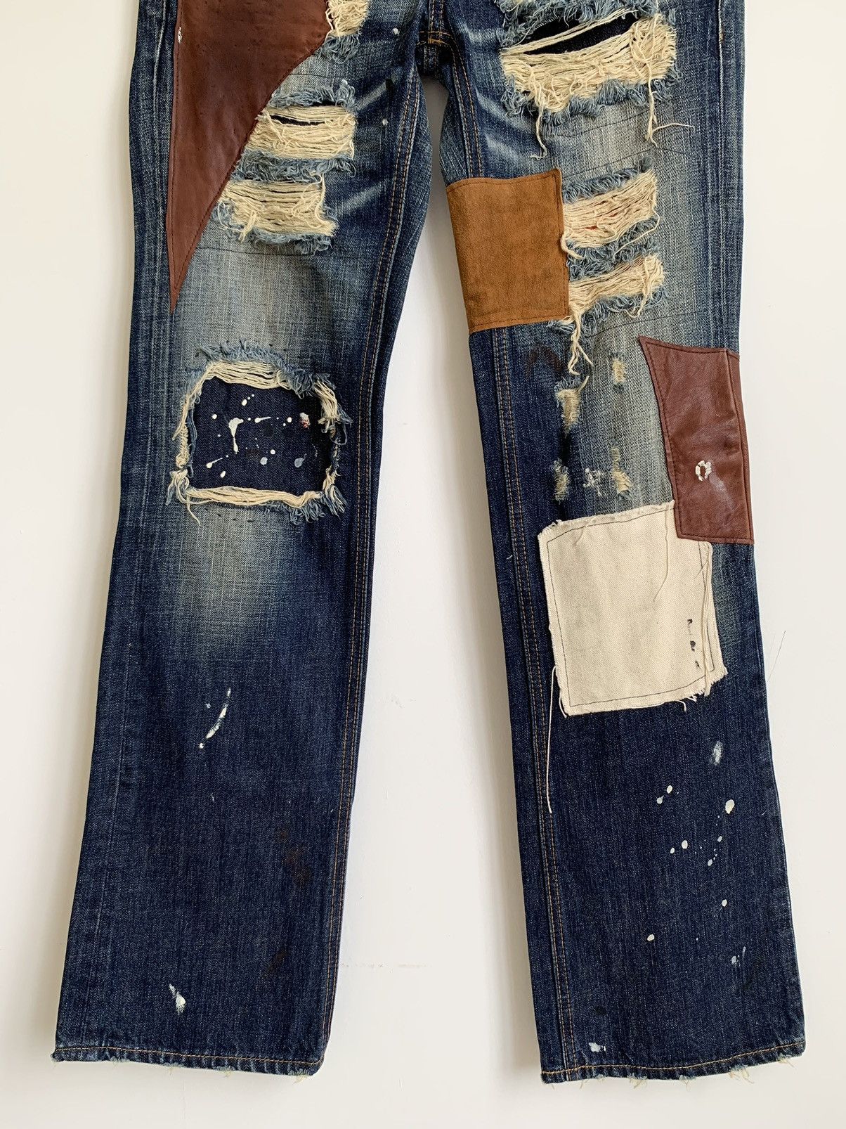 Japanese Brand Bonds & Peace Flared Bootcut Patchwork Distressed Size US 31 - 8 Thumbnail