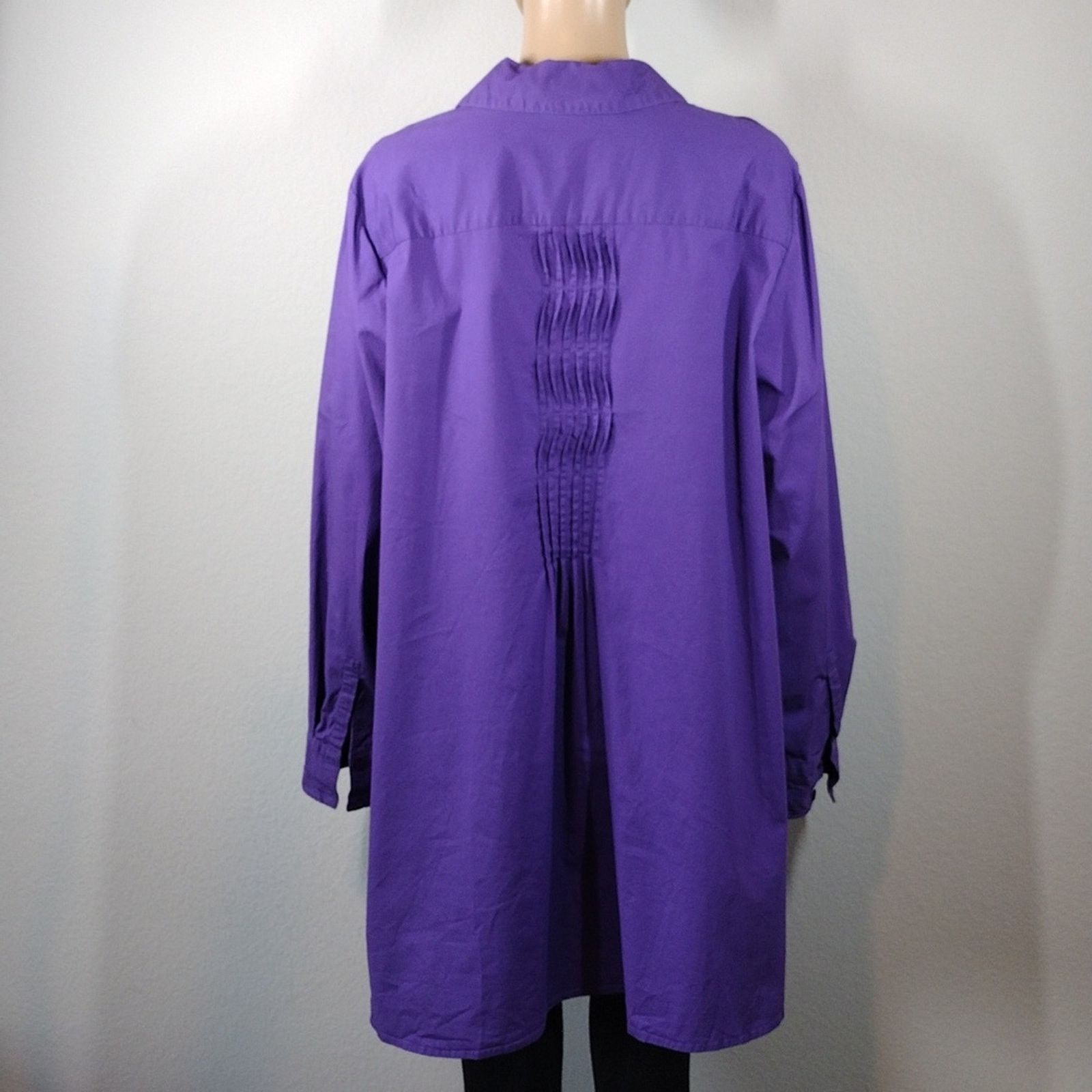 Other Lane Bryant Purple Long Sleeve Button Down Cotton Shirt Size 3XL / US 20-22 - 2 Thumbnail