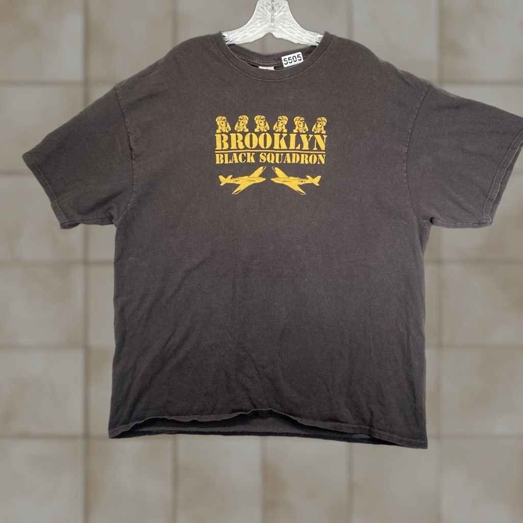 Delta VINTAGE 1990s Brooklyn Black Squadron Military T-Shirt XL Brown Graphic Tee Men Size US XL / EU 56 / 4 - 1 Thumbnail