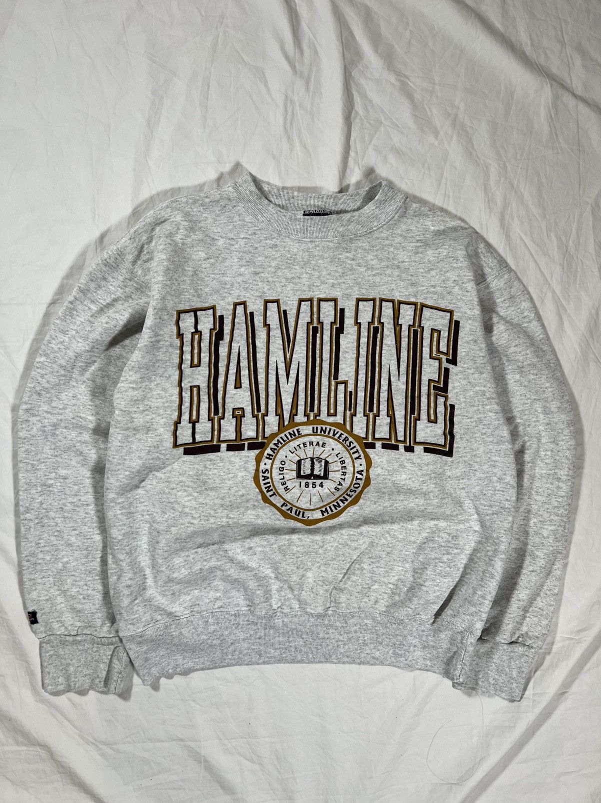 Vintage Vintage 90s Hamline University Boxy Cropped Crewneck Sweater Size US M / EU 48-50 / 2 - 1 Thumbnail