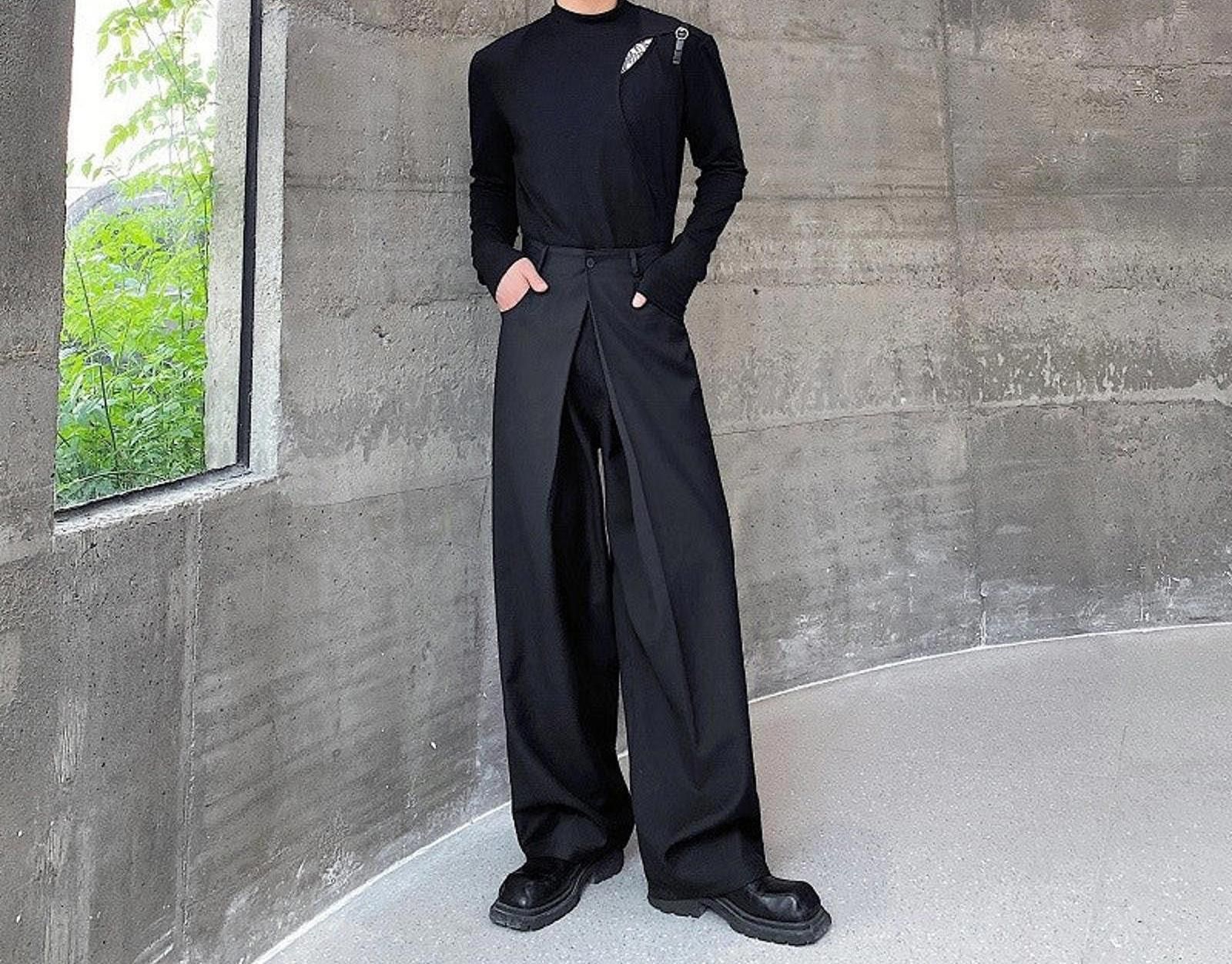Japanese Brand Black Wide Leg Casual Pants, Relaxed Fit Trousers Size US 32 / EU 48 - 3 Thumbnail
