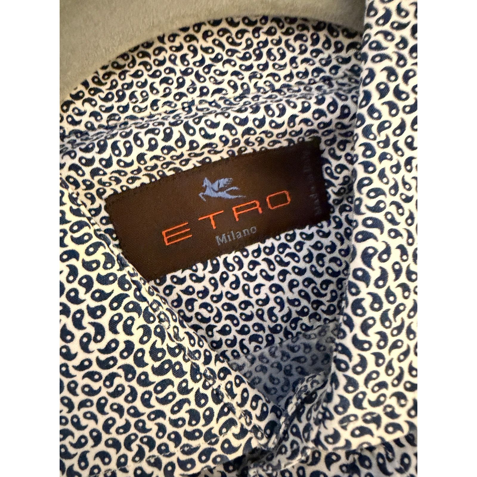 Etro Etro Micro Paisley Pattern Cotton Long Sleeves Shirt Size US L / EU 52-54 / 3 - 3 Thumbnail