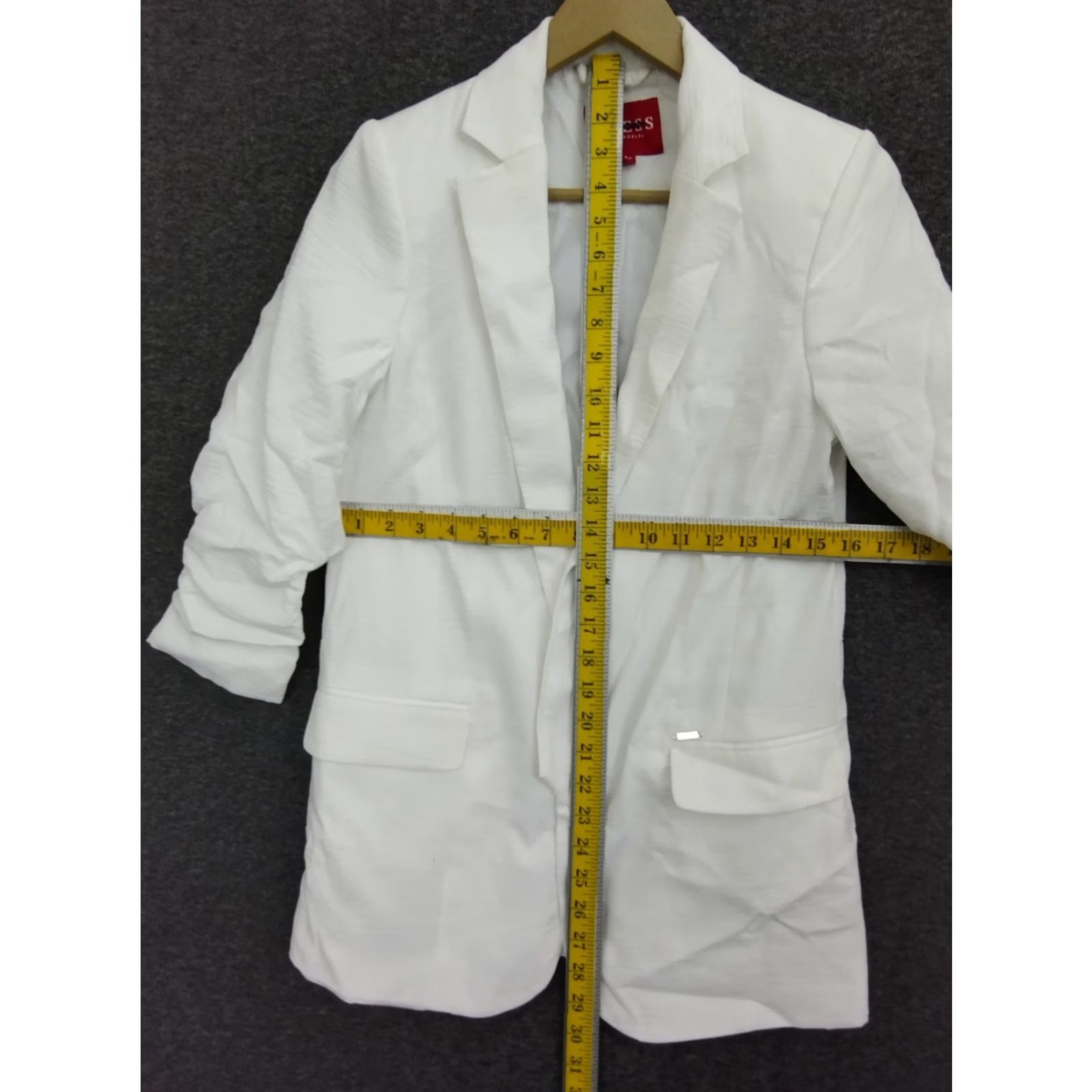 Guess GUESS Blazer Jacket Ivory XS Women 3/4 Sleeve Cotton Blend Mid-Length Button Casual Solid Knitwear Jackets Size XS / US 0-2 / IT 36-38 - 4 Thumbnail