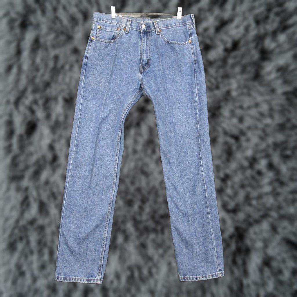 Levi's Levis 505 Jeans Mens 34x34 Blue Denim Straight Leg Zip Fly Classic Pants Size US 34 / EU 50 - 1 Thumbnail