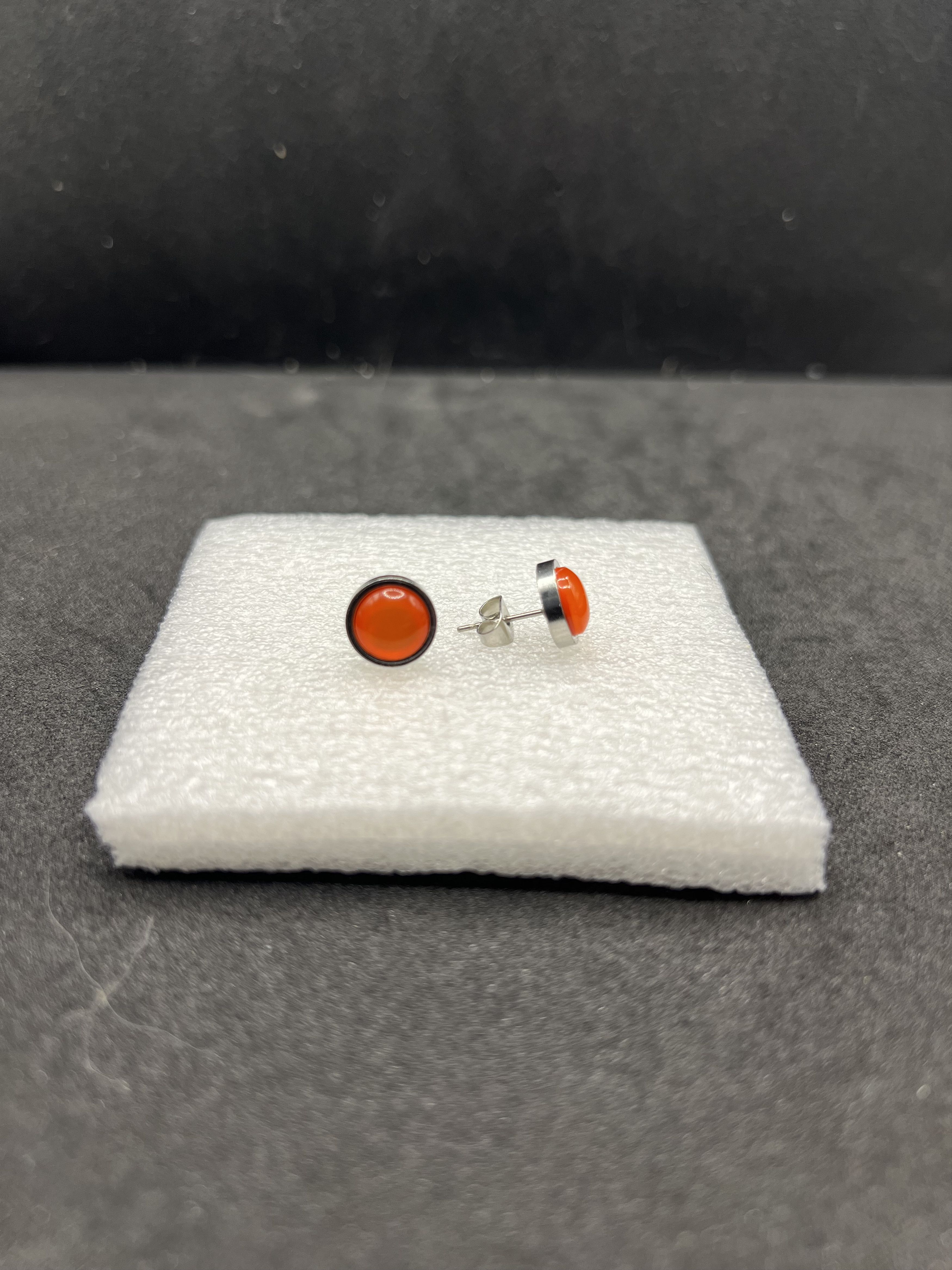 Handmade Orange Crystal Stainless Steel Stud Earrings Size ONE SIZE - 1 Thumbnail