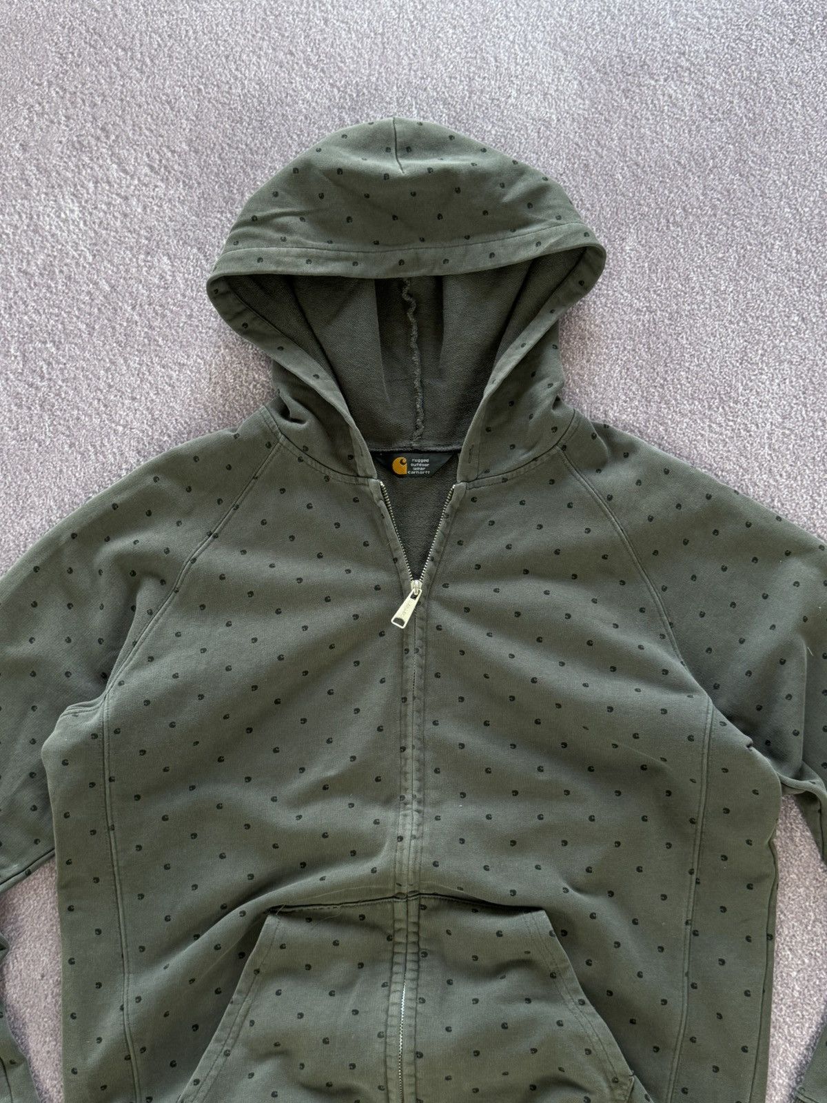 Carhartt Vintage Carhartt Stonewashed Monogram Zip Up Hoodie 90s Size US XL / EU 56 / 4 - 2 Thumbnail
