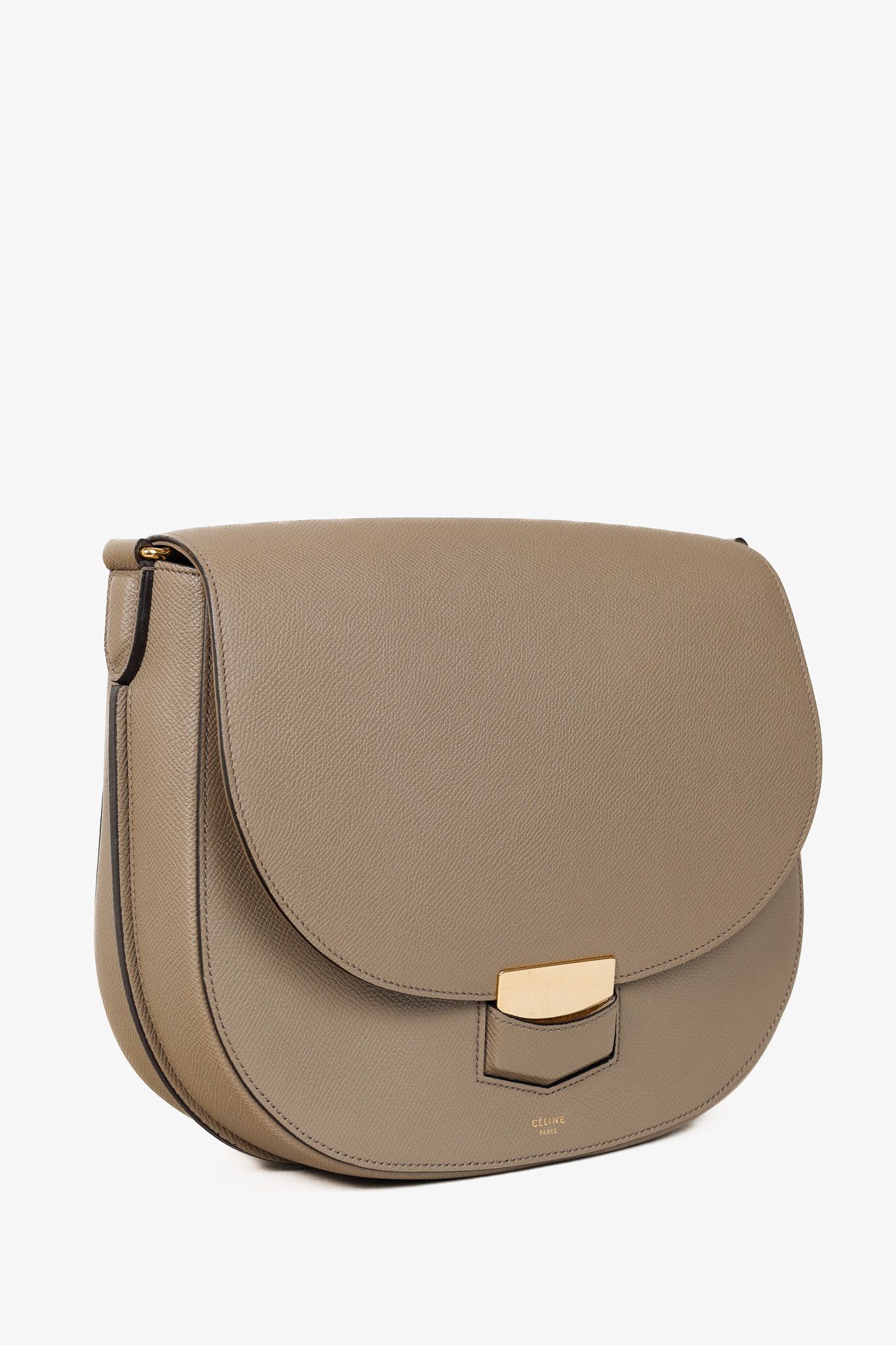 Celine Celine Medium Trotteur Taupe Grained Calfskin Crossbody Size ONE SIZE - 2 Thumbnail