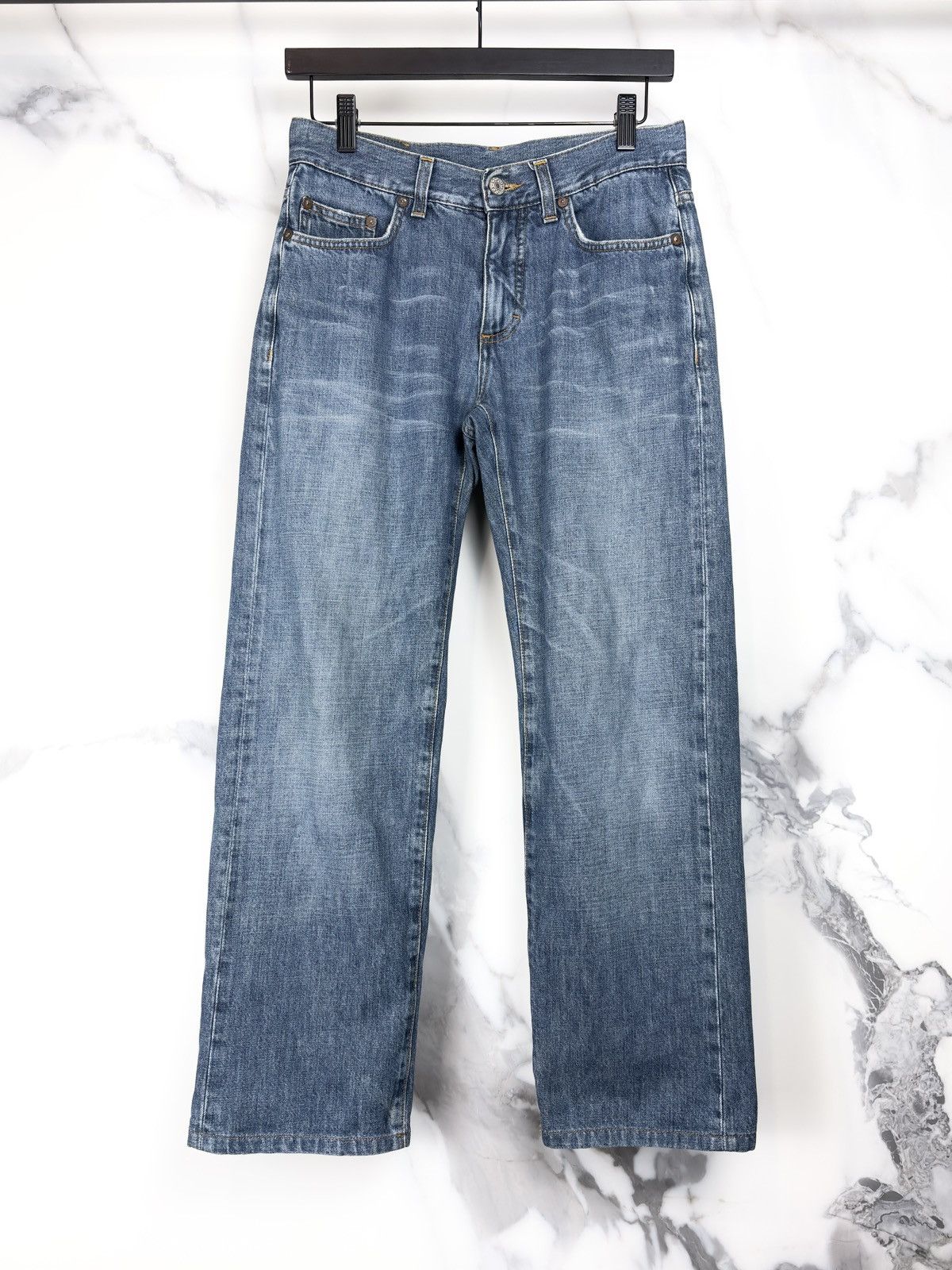 Gucci Gucci Tom Ford Vintage Faded Blue Leather Patch Denim Jeans Size US 28 / EU 44 - 1 Thumbnail