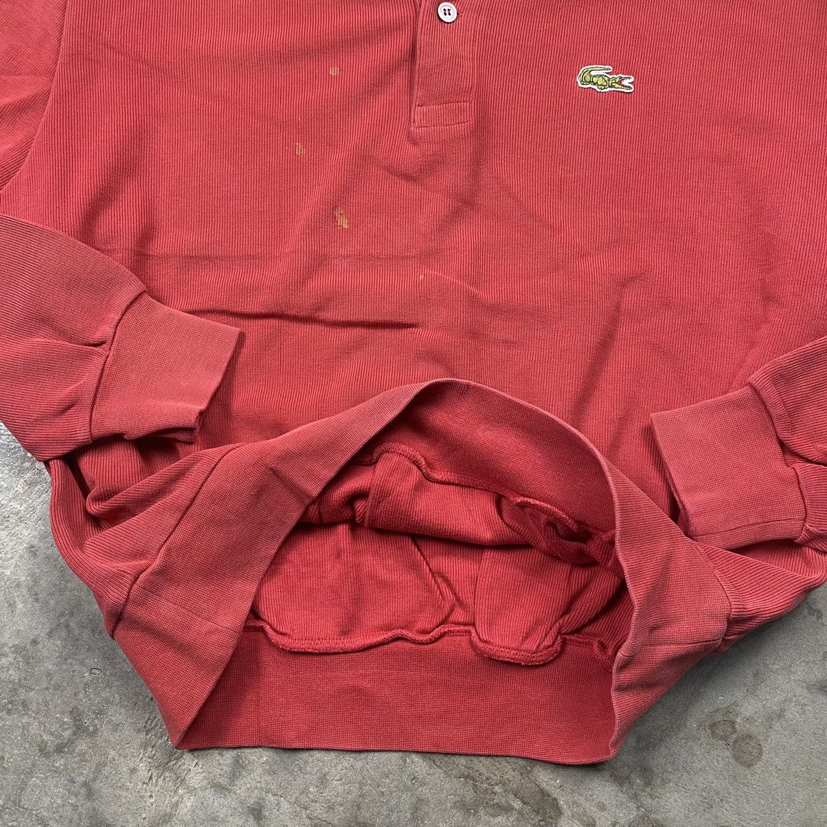 Lacoste × Vintage 90s Distressed Lacoste Boxy Knit Polos Sweatshirt Size M / US 6-8 / IT 42-44 - 4 Thumbnail