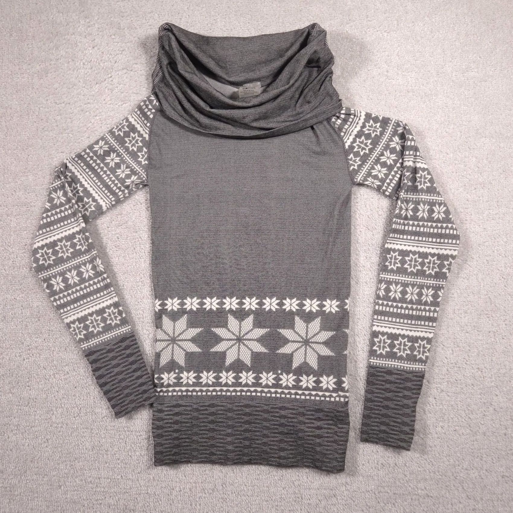 Vintage VINTAGE? Climawear Shirt Womens S Gray Fair Isle Cowl Neck Seamless Thermal Top Size S / US 4 / IT 40 - 2 Thumbnail