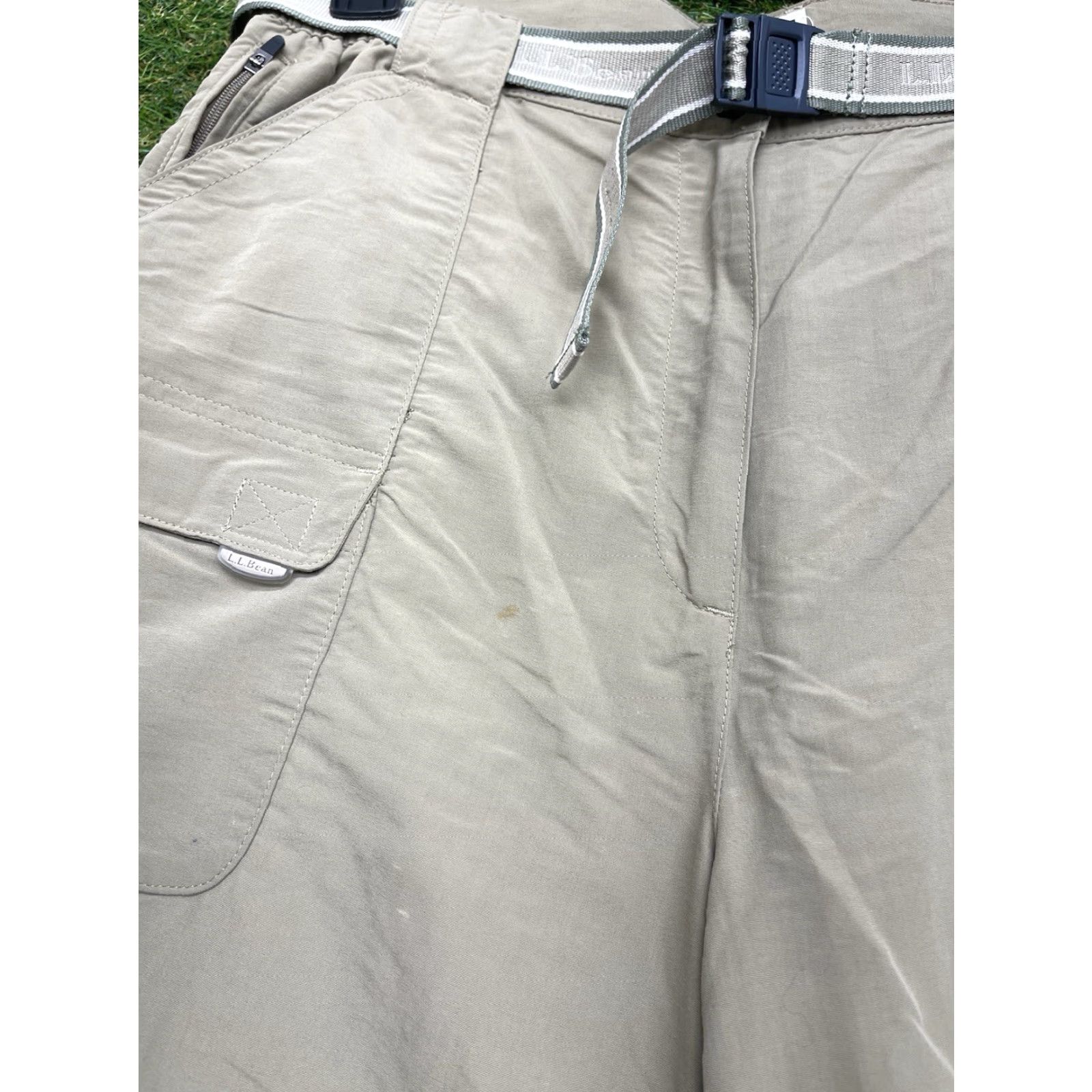 Vintage L.L. Bean Women's Convertible Hiking Pants Large Beige Microfiber Cargo Stretch Bootcut 2000s Size 36" / US 14 / IT 50 - 5 Thumbnail