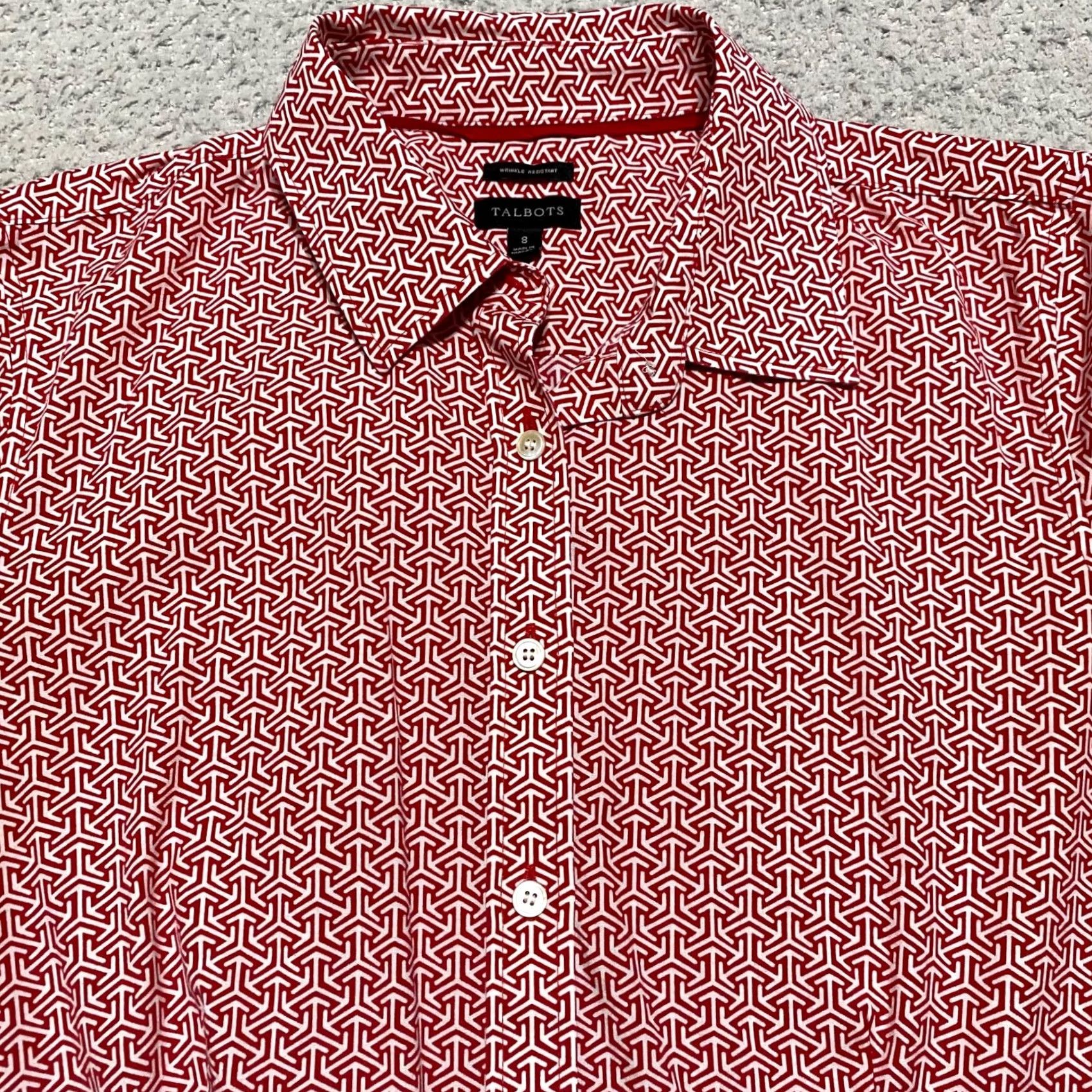 Talbots Talbots Shirt Geometric Red Button-Up Wrinkle Resistant 8 Womens Adult Regular Size Type Regular Long Sleeve Casual Yellow? Size M / US 6-8 / IT 42-44 - 6 Thumbnail