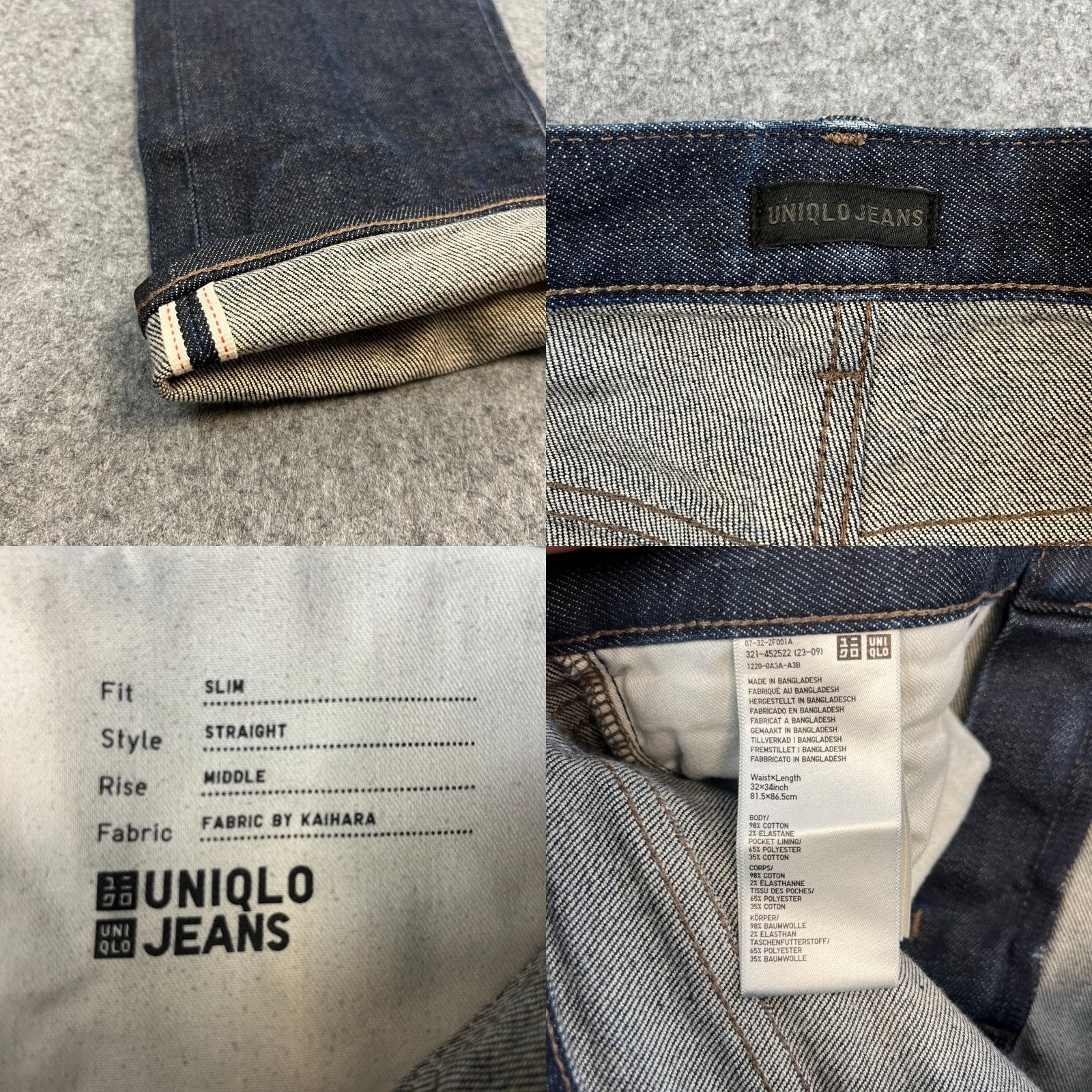 Uniqlo Uniqlo Mens Jeans Slim Straight Fit 32 32 Dark Blue Indigo Denim Slim 32 Jeans Mens Reg 5-Pocket Design Blue Mid Rise Buttons Zip Casual Vintage No Size US 32 / EU 48 - 8 Thumbnail