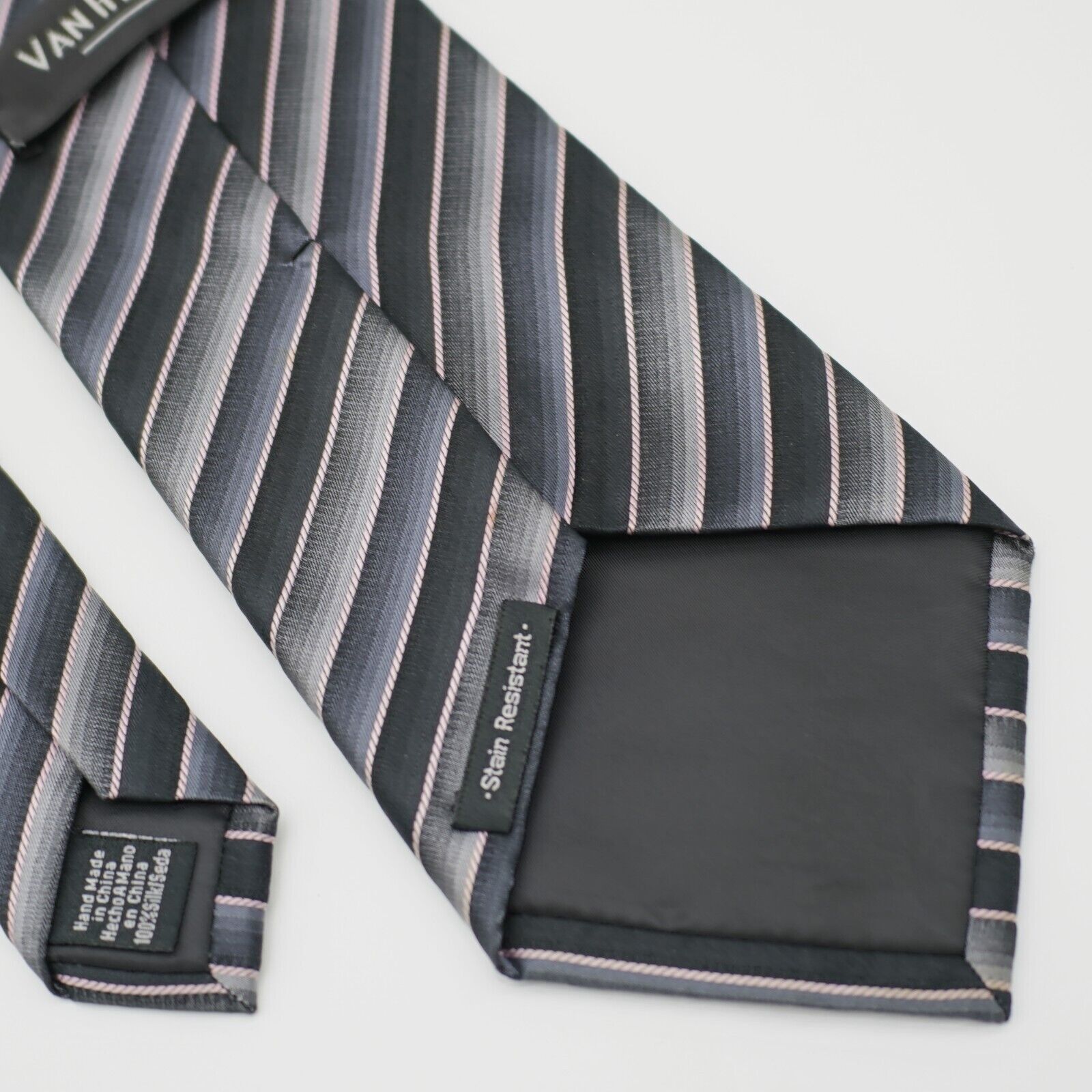 Van Heusen Van Heusen Gray Pink Woven Striped Wide Silk Tie Size ONE SIZE - 6 Thumbnail