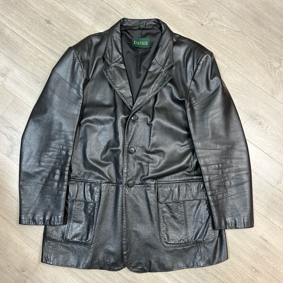 Danier × Vintage Danier Blazer Style Black Leather Jacket Size US XXL / EU 58 / 5 - 1 Thumbnail